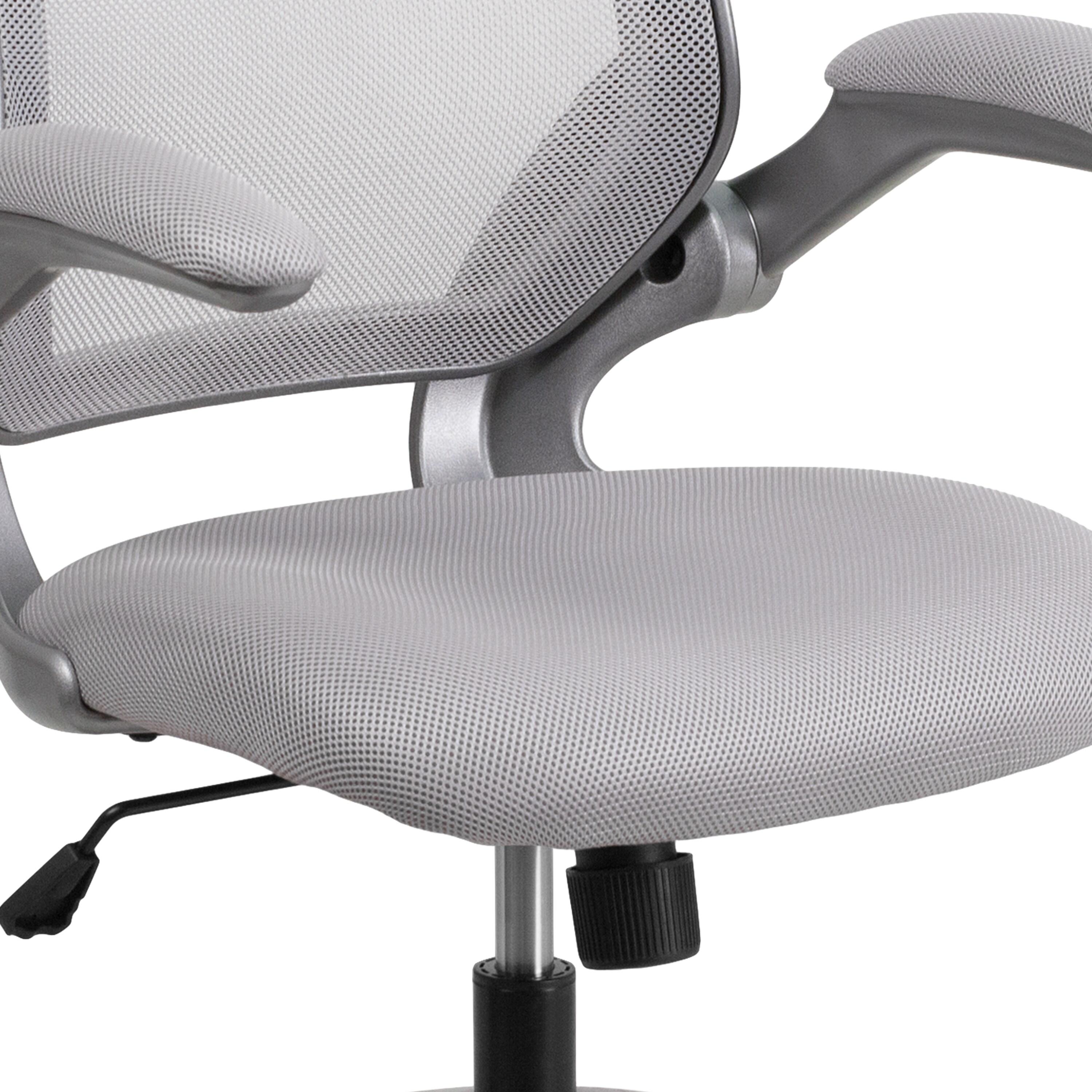 Flash Furniture Mid-Back Gray Mesh Swivel Ergonomic Task Office Chair with Gray Frame and Flip-Up Arms