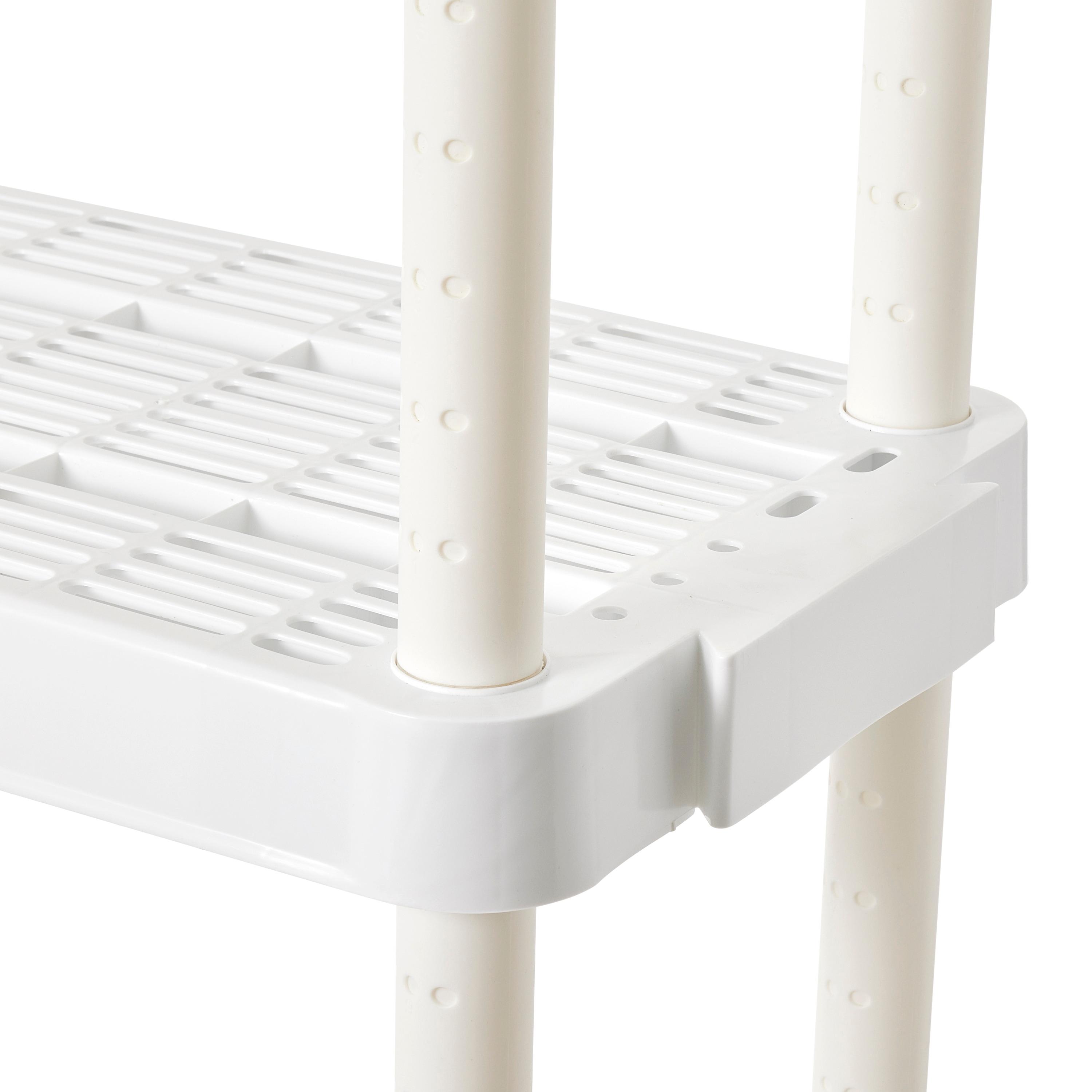 Gracious Living 4 Shelf Adjustable Height Medium Duty Storage Unit 14 x 32 x 54.5" Organizer for Home, Garage, Basement, & Laundry, White (3 Pack)