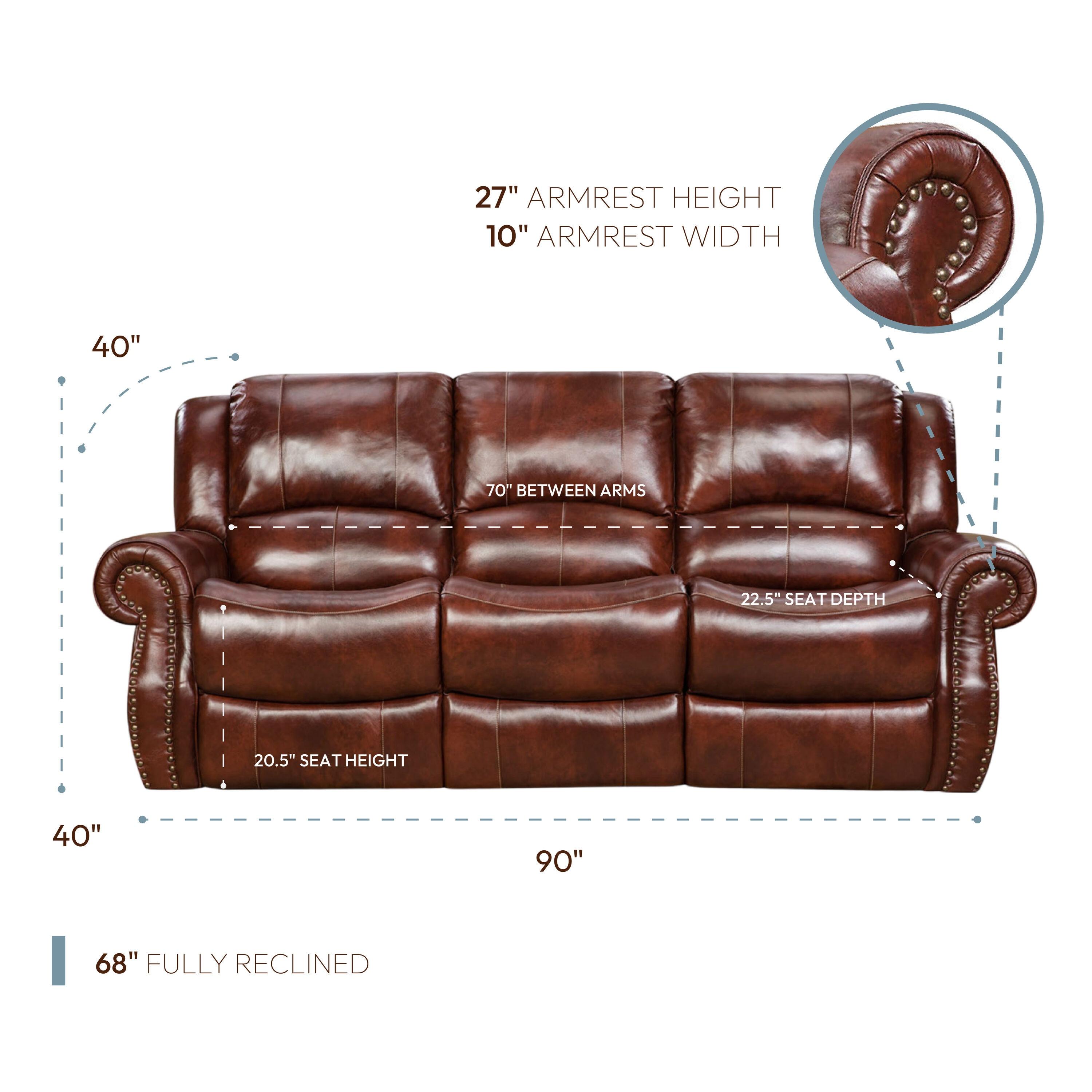 Cambridge Telluride Leather Double Reclining Sofa in Oxblood