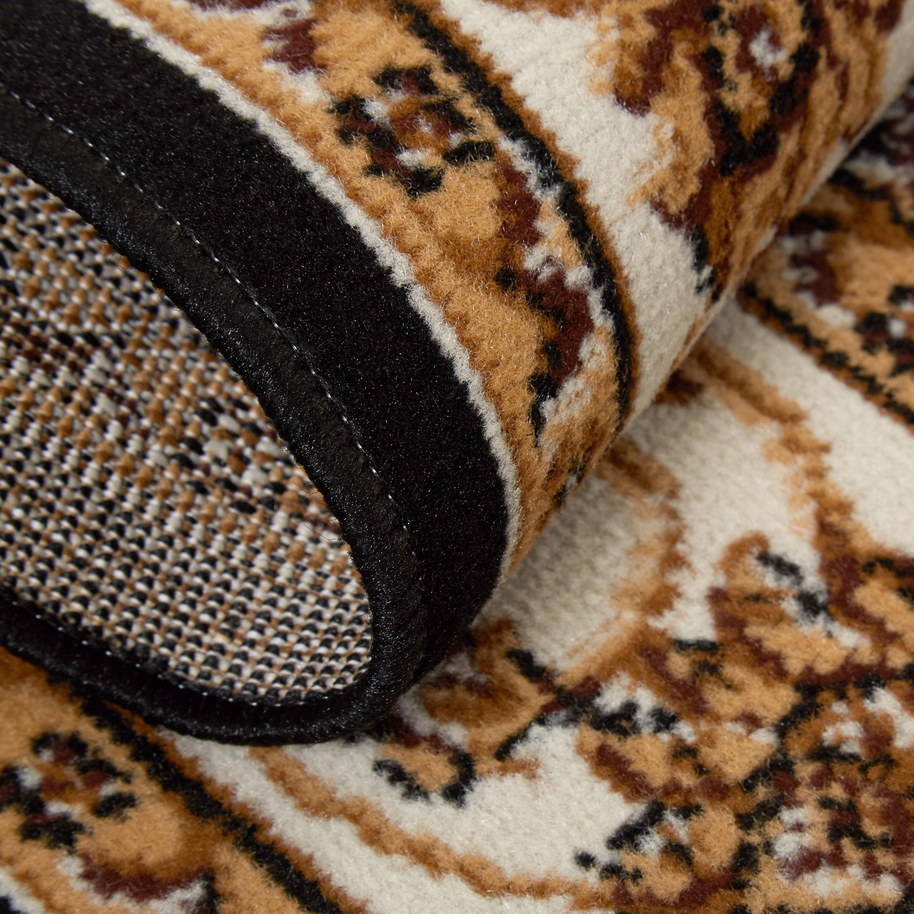 Home Dynamix Ariana Badah Damask Border Area Rug, Black/Ivory, 3-Piece Set