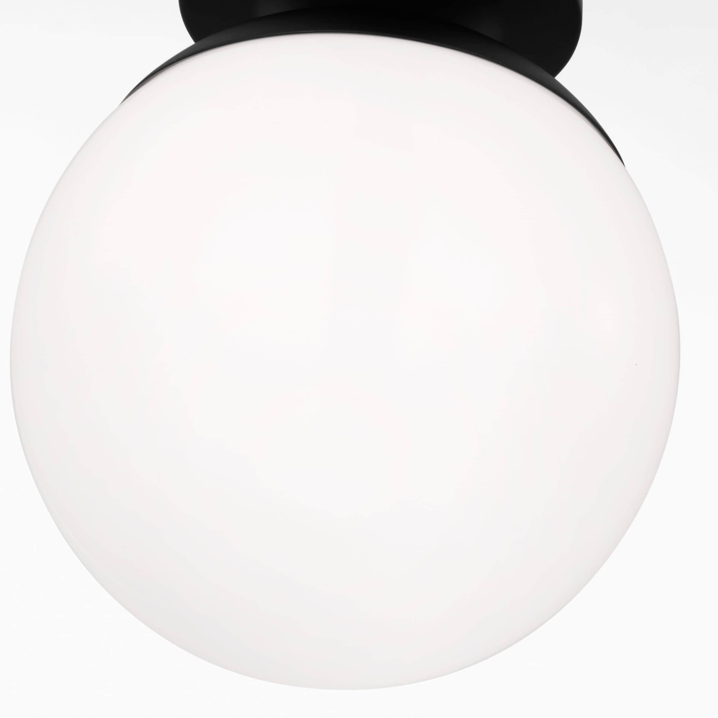 Midnight Black and White Glass Globe Semi Flush Mount Light
