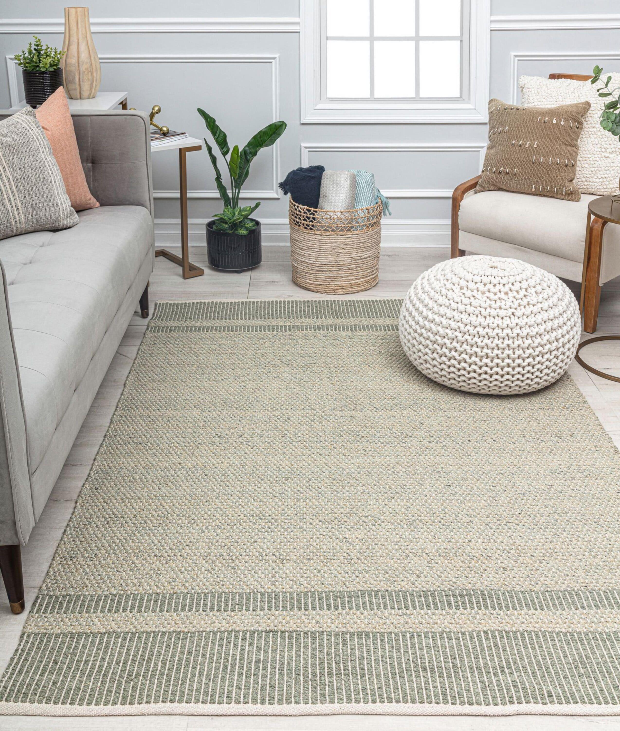 Rugs America Daphne DN10A Farmhouse Border Area Rug for Dining Room Rug Neutral Rug Living Room Rug Kitchen, 8'x10'