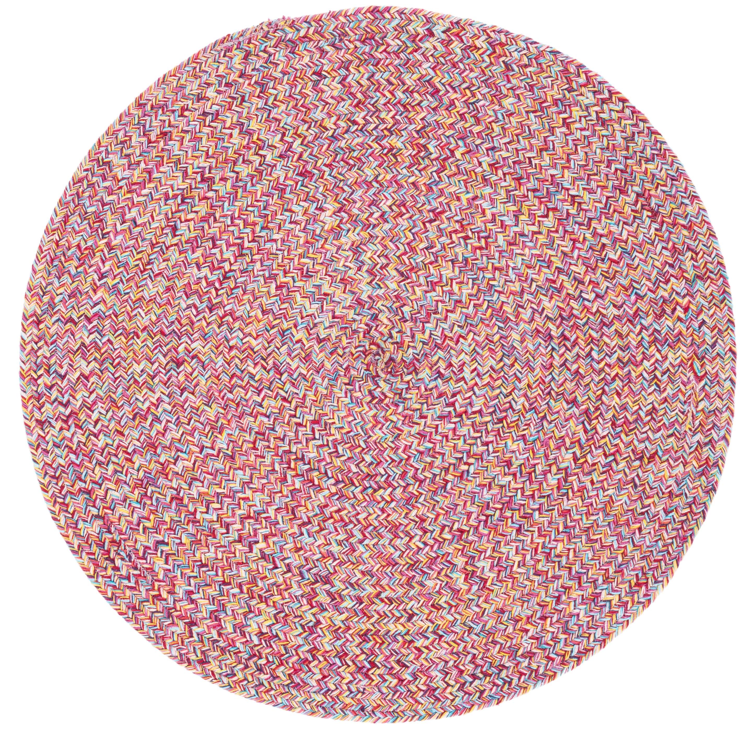 Braided BRD452 Hand Woven Indoor Accent Rug - Pink/Fuchsia - 3' Round - Safavieh