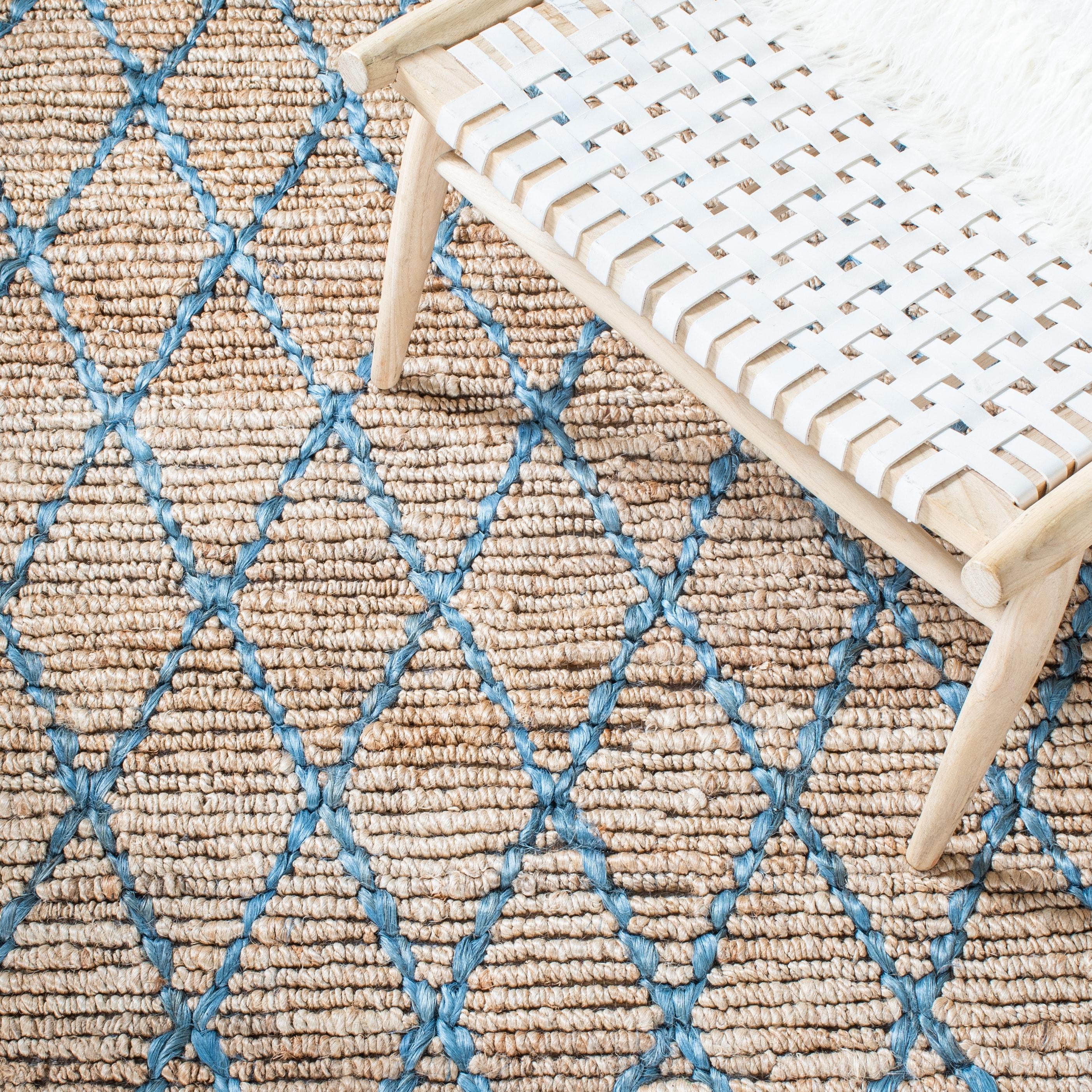 Natural Fiber NF951 Hand Loomed Area Rug - Natural/Navy - 4'x6' - Safavieh.