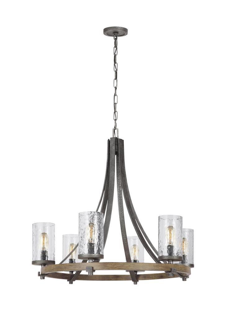 Steffens Iron & Textured Glass Chandelier (24"-48")