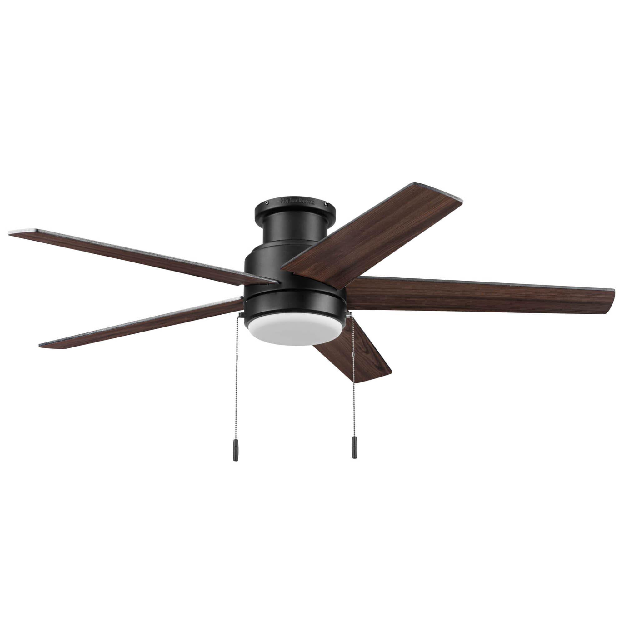 Harbor Breeze Fairbanks 52-Inches Matte Black with Black/Sable Blades Color-Changing Indoor/Outdoor Flush mount Standard Ceiling Fan With Light ( 5 -Blade)