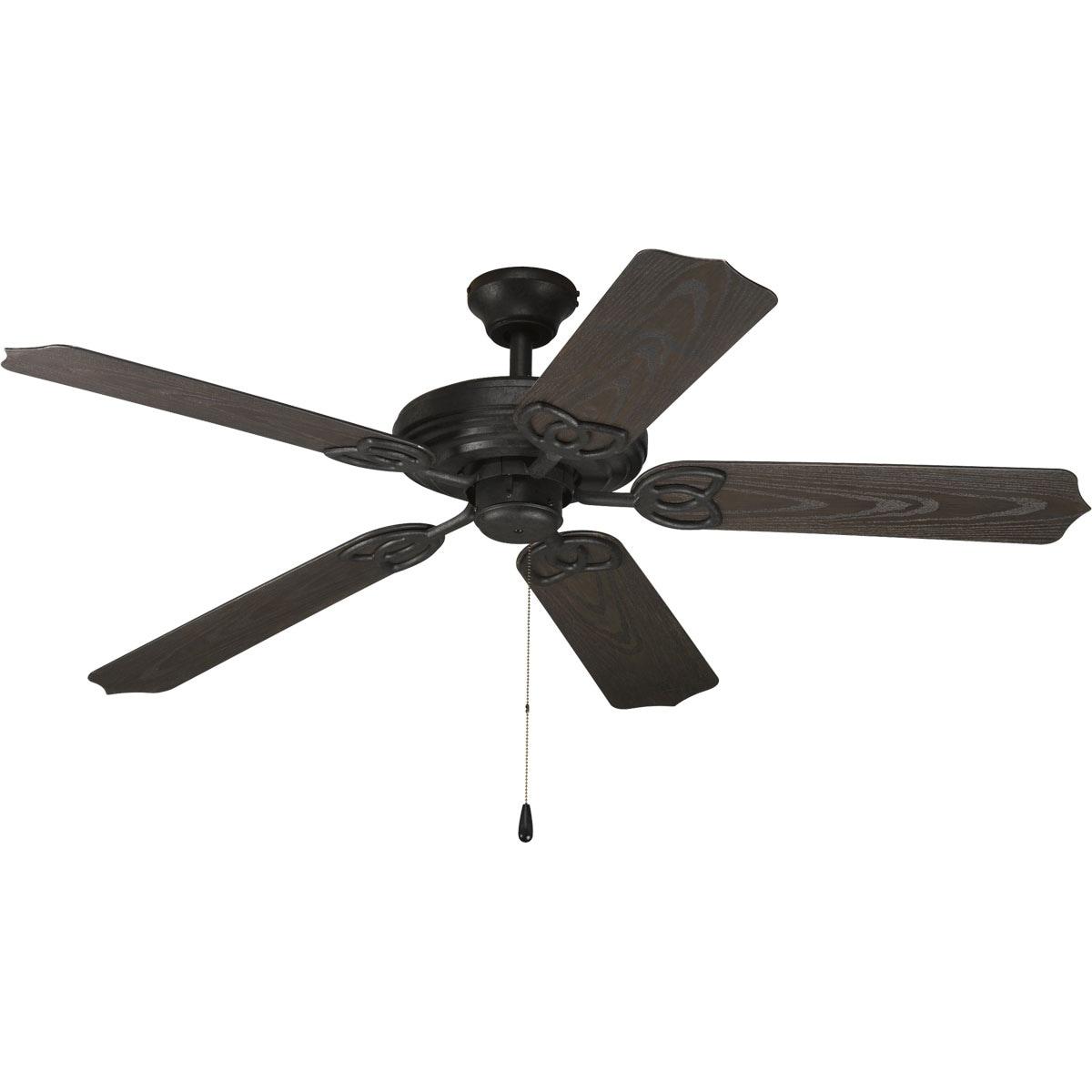 52'' Forged Black Outdoor Ceiling Fan with Toasted Oak Blades