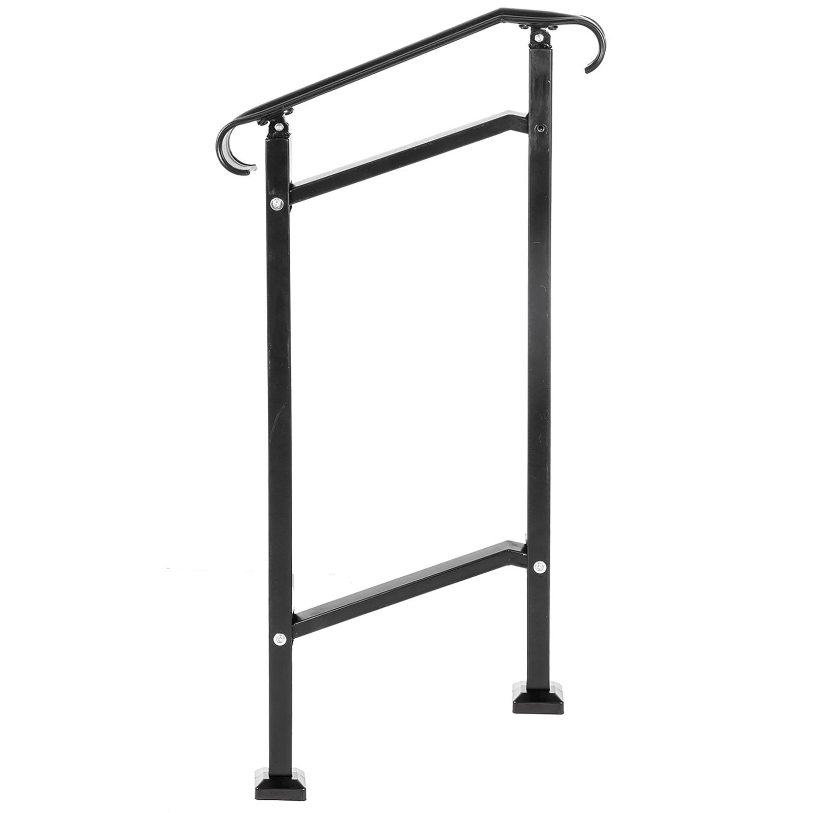 VEVOR 42.5" H x 19.7 " W x 6.3" D Adjustable Iron Handrail Black Fits 1 To 2 Steps Handrail Concrete Decor
