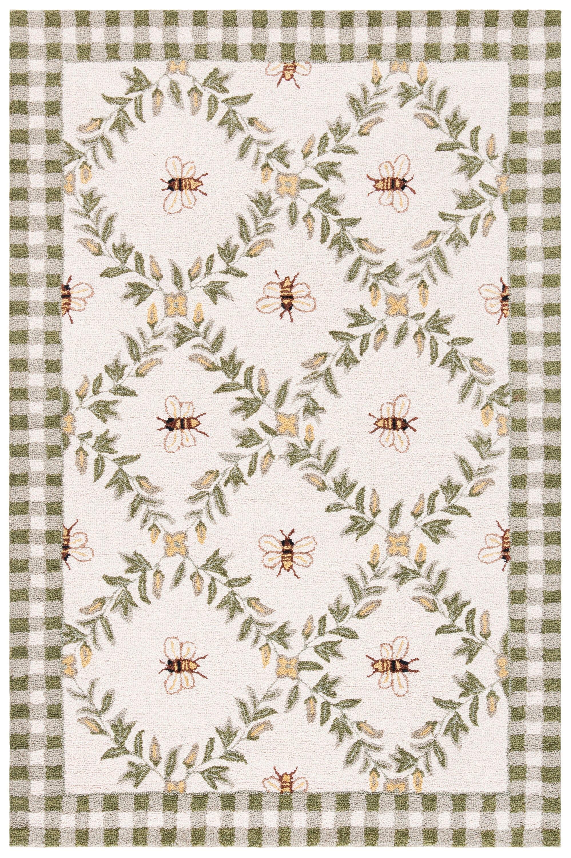 Chelsea HK55 Hand Hooked Accent Rug - Ivory/Green - 3'9"x5'9" - Safavieh