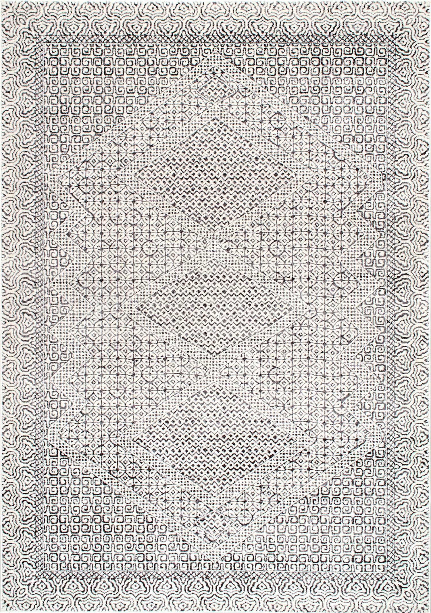 Nuloom Exie Medallion 8 Square Indoor Area Rug for Living Room Bedroom Dining Room Kitchen, Grey/Ivory