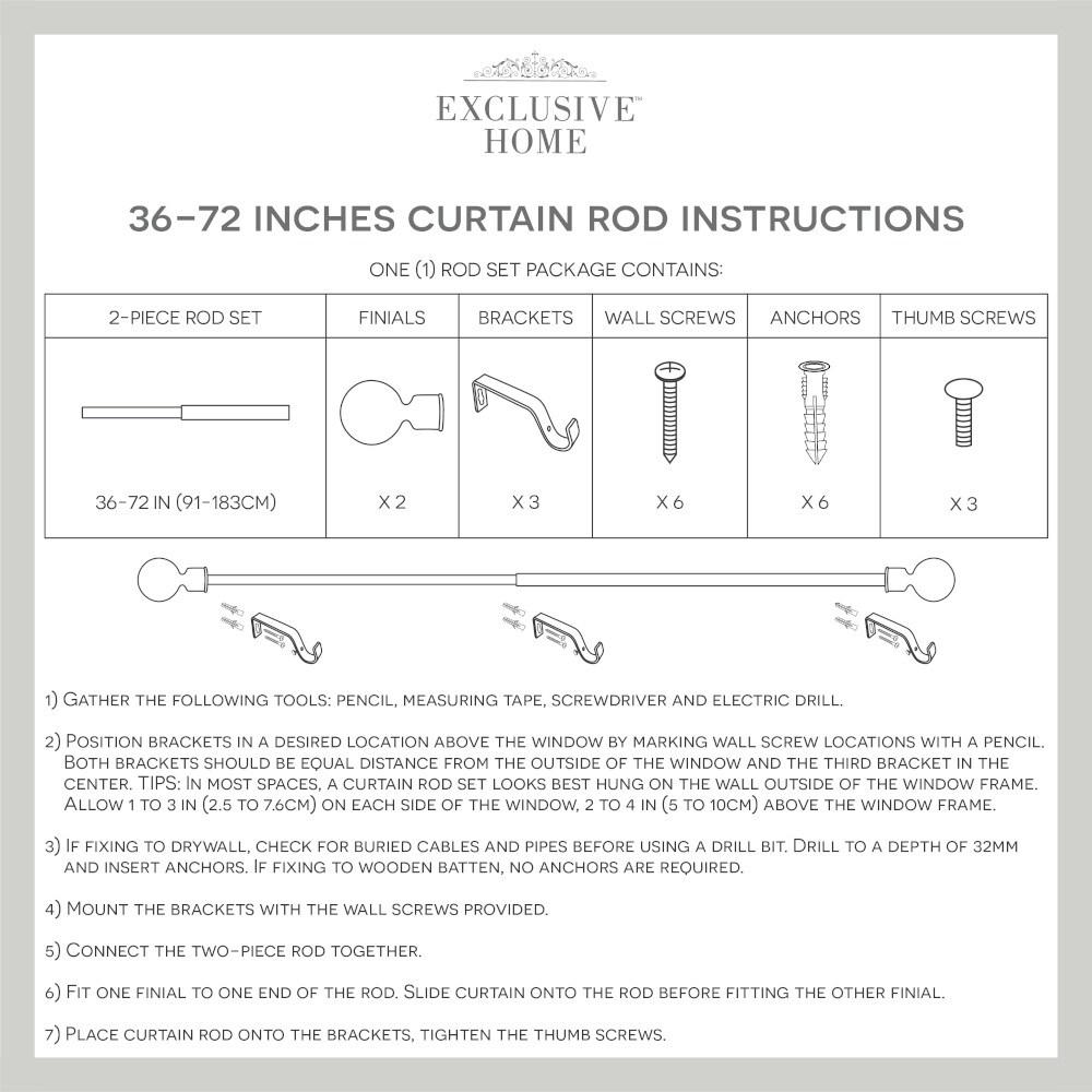 Amalgamated Textiles EXCLUSIVE HOME Crystal Ball 1" Curtain Rod and Finial Set
