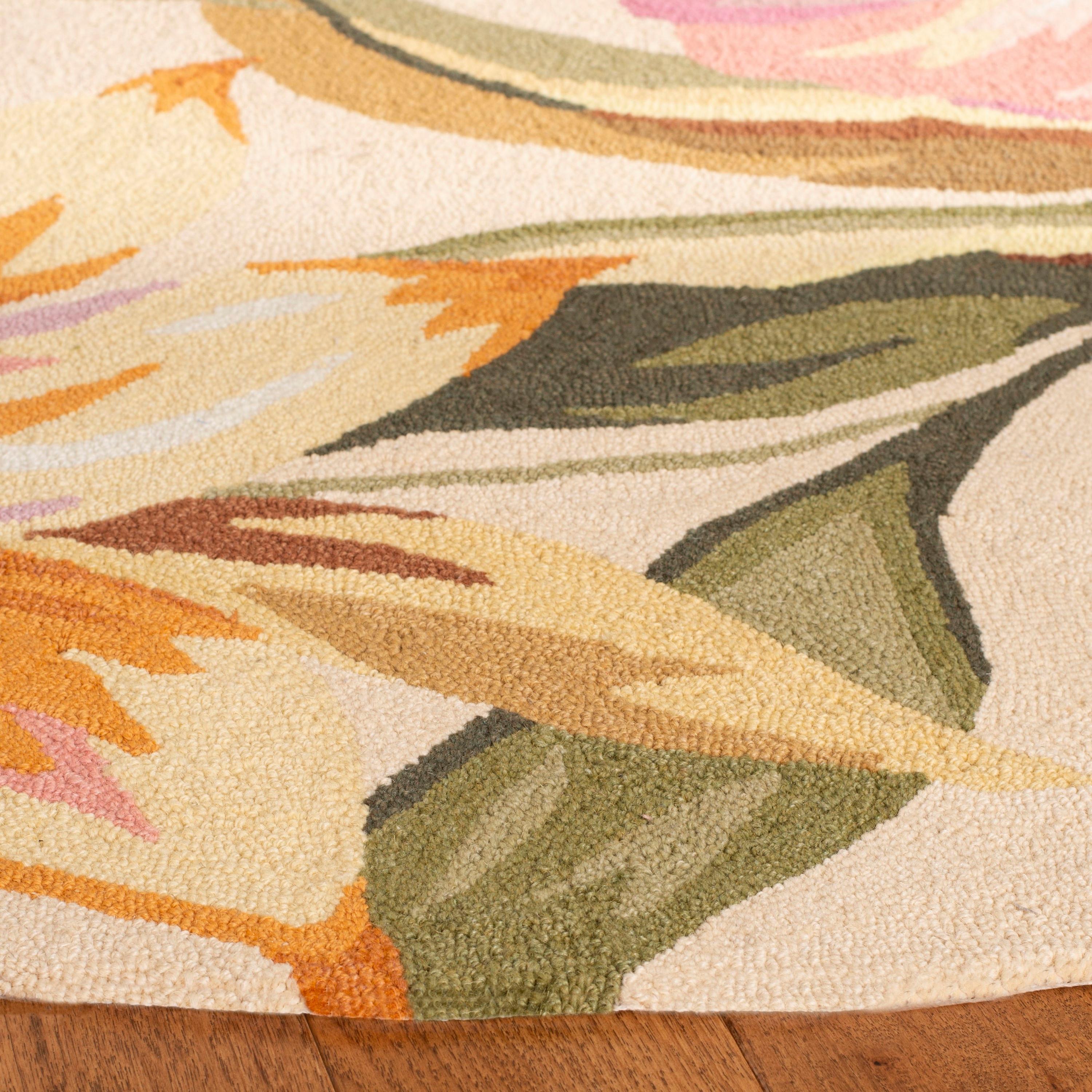 Chelsea HK212 Hand Hooked Area Rug - Ivory - 8' round - Safavieh.