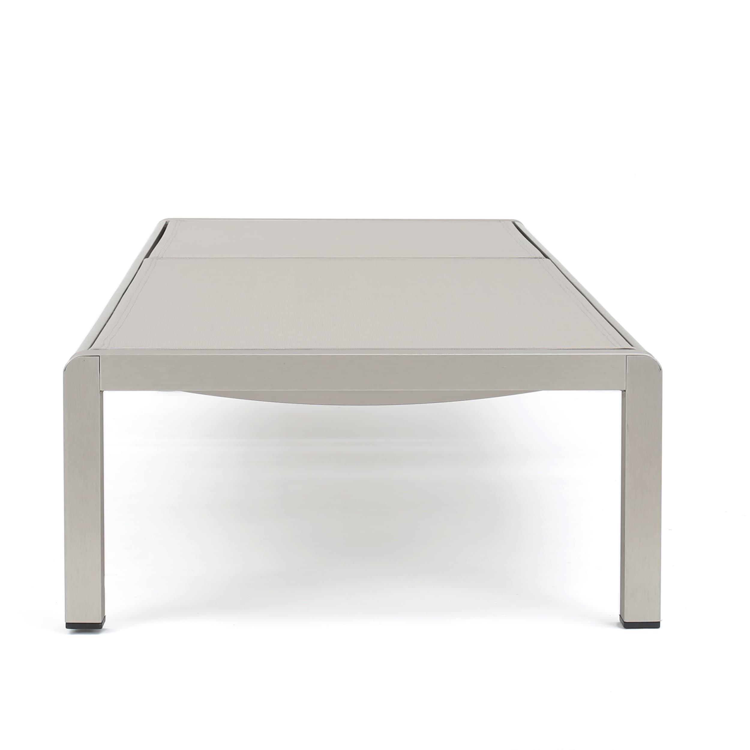 GDFStudio Cape Coral Outdoor Mesh and Aluminum Armless Adjustable Chaise Lounges (Set of 4), Gray/Siver