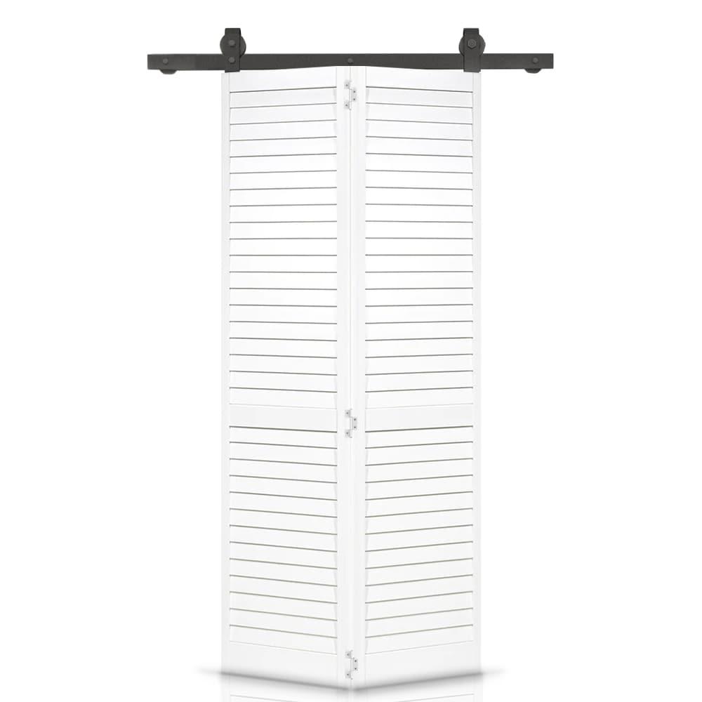 Calhome 80'' Solid Wood Louvered Bi-Fold Door