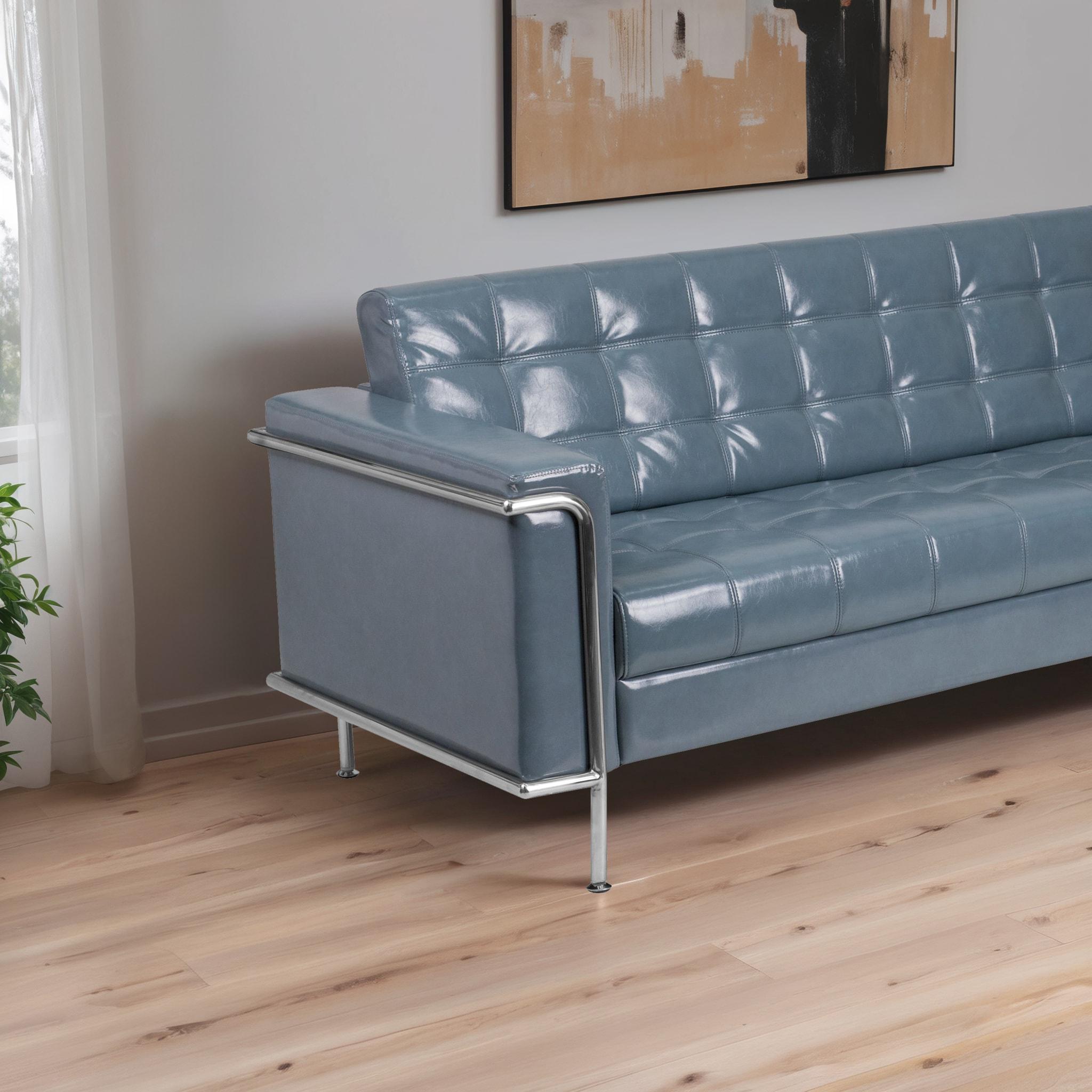 Inbox Zero HERCULES Lesley Series Contemporary LeatherSoft Double Stitch Detail Sofa with Encasing Frame