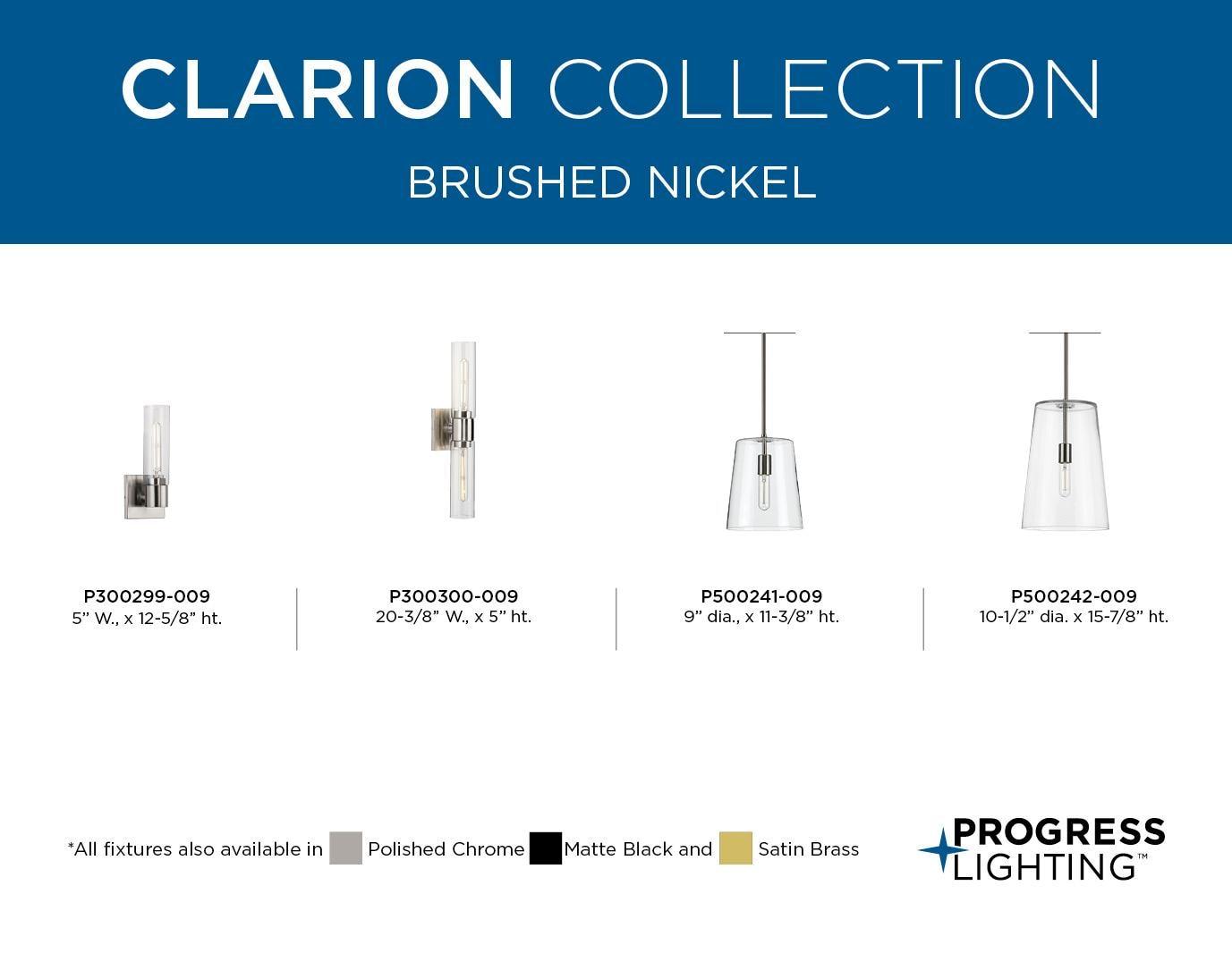 Progress Lighting Clarion 2-Light Bath Vanity Light, Steel, Matte Black, Glass Shade