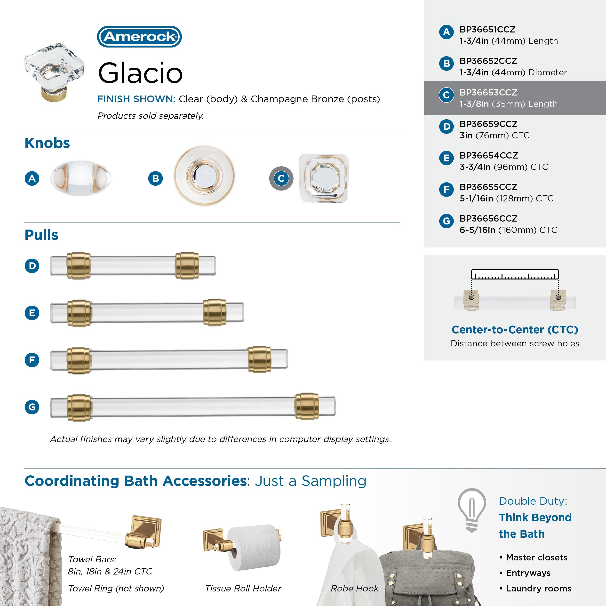 Glacio 1 3/8" Length Square Knob