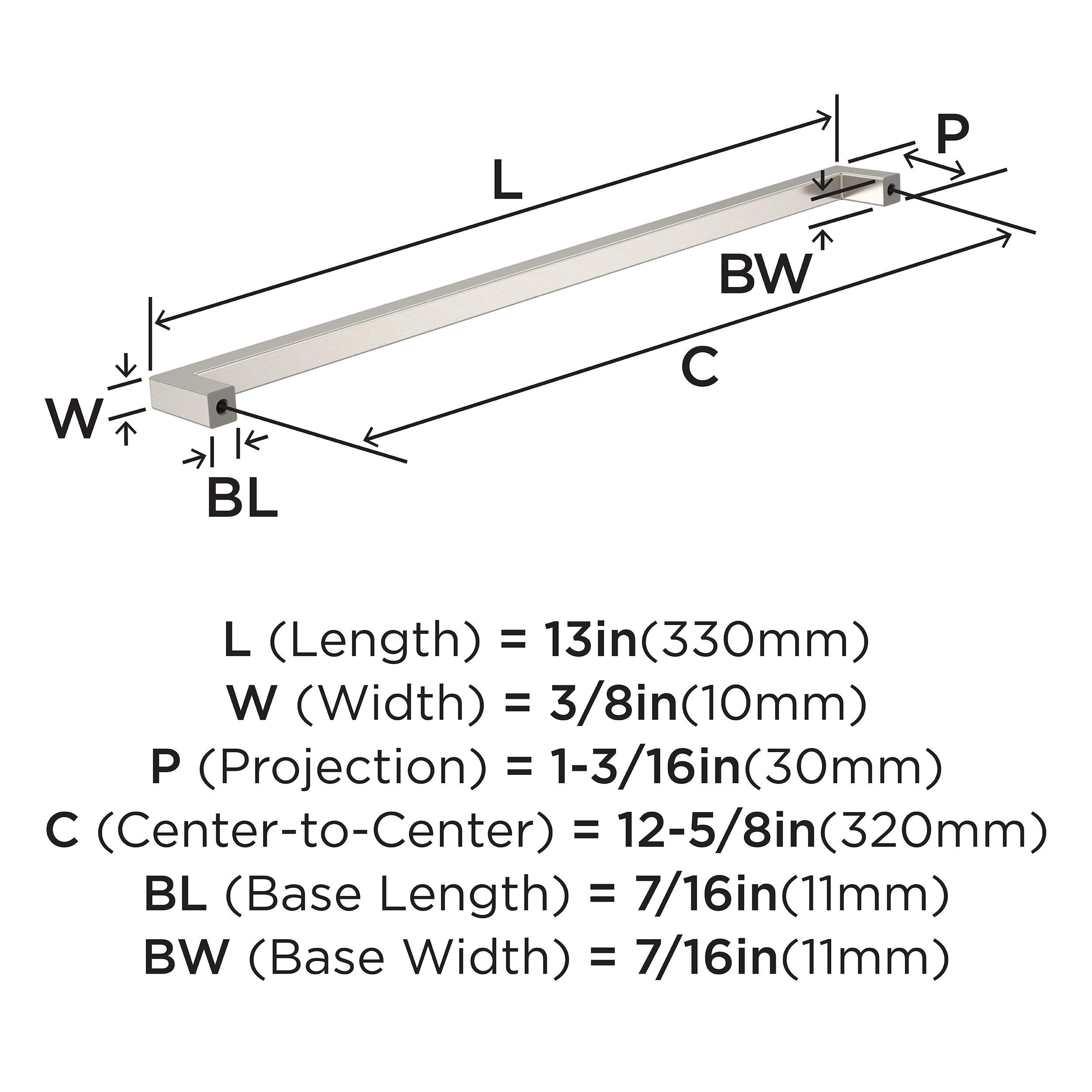 Amerock Monument 12-5/8 inch (320mm) Center-to-Center Satin Nickel Cabinet Pull