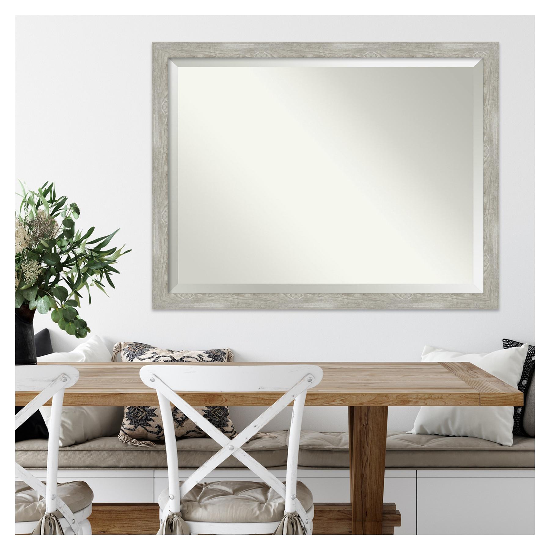 44" x 34" Dove Narrow Framed Wall Mirror Graywash - Amanti Art: Modern Beveled, Entryway Decor, No Assembly Required