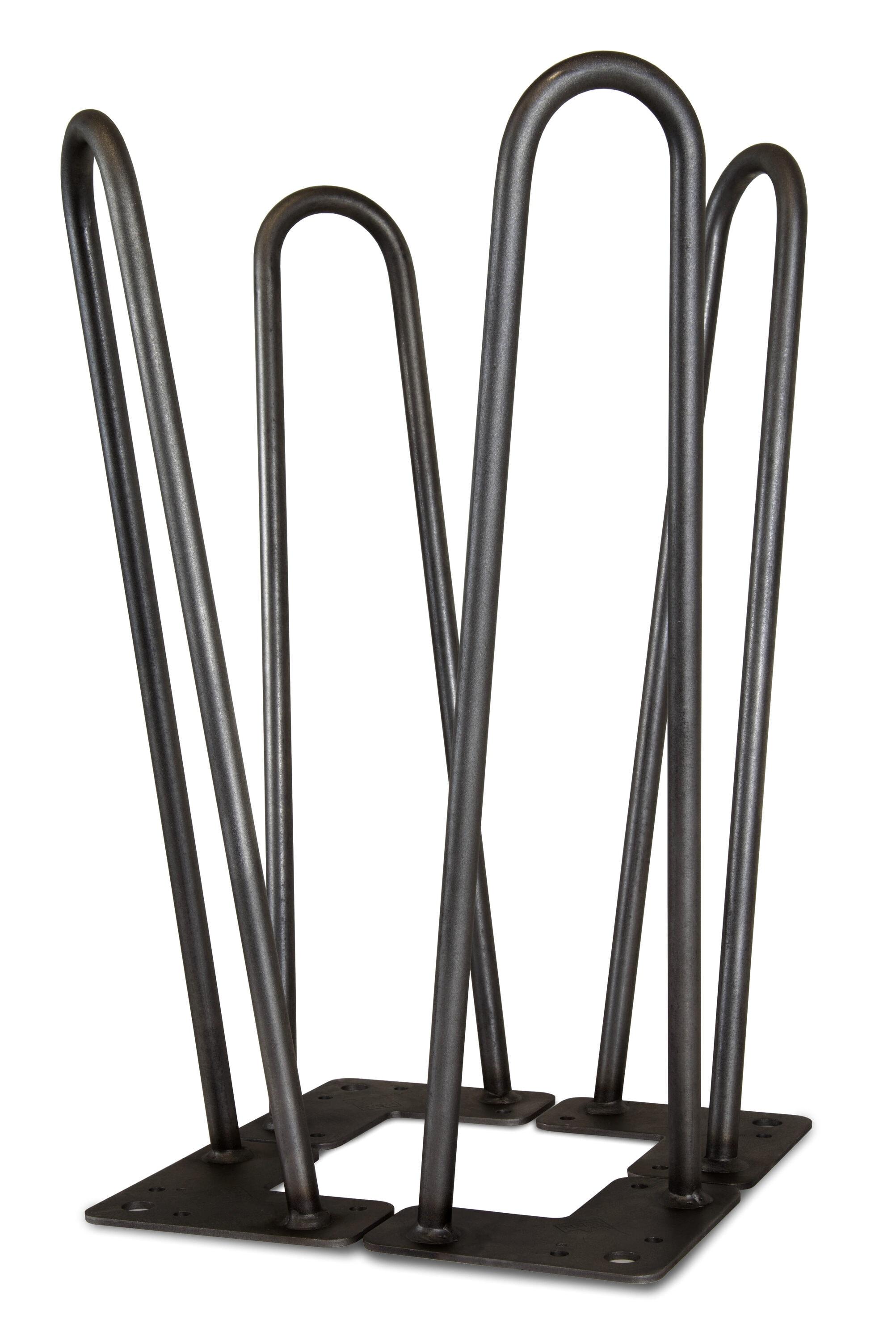 WEN 16-Inch Mid-Century Modern Satin Black Hairpin Table Legs, 1/2" Diameter, Set of 4