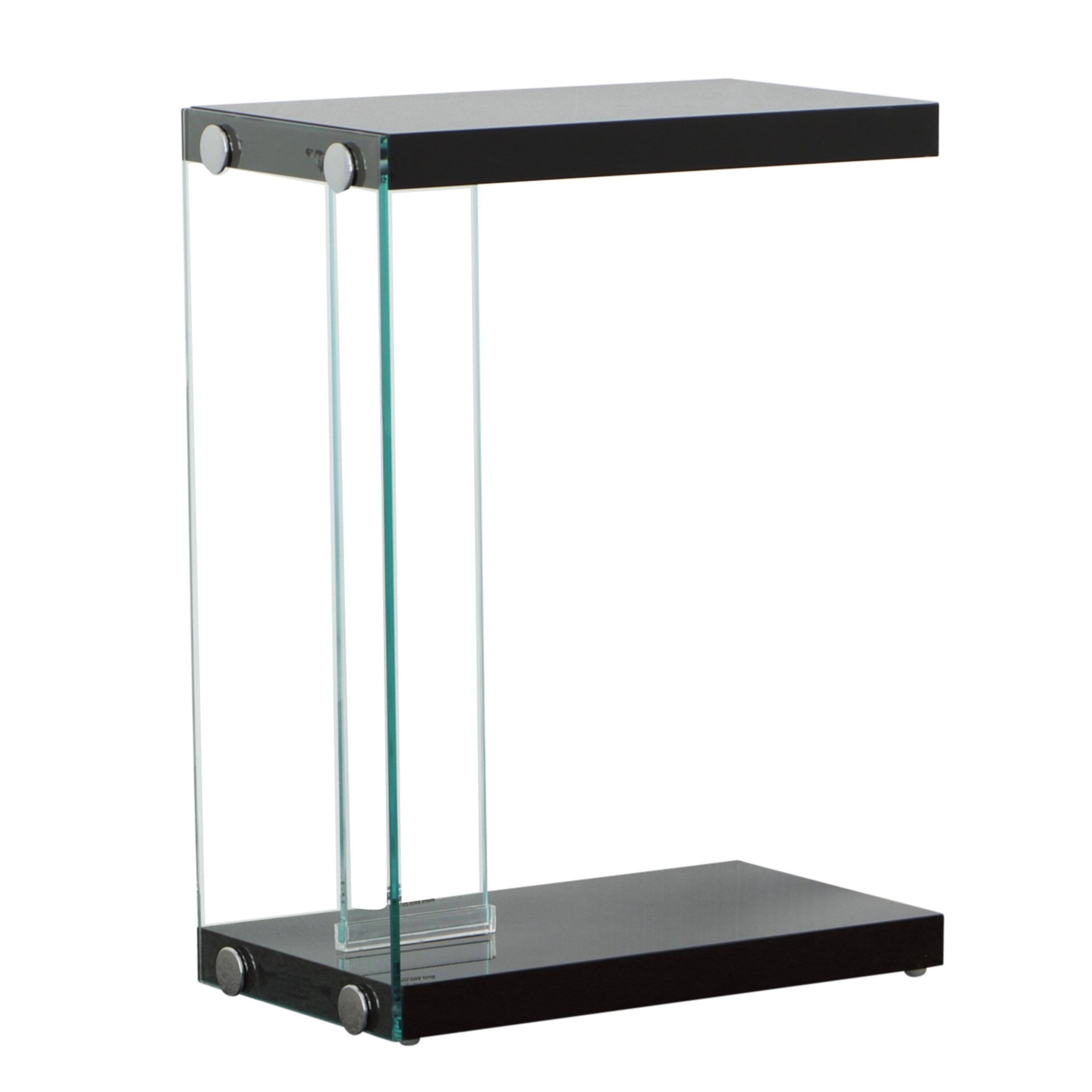 Elaina Chair Side End Table Black - Steve Silver Co.: Modern Rectangular Accent Table, Tempered Glass Frame, 2 Shelves