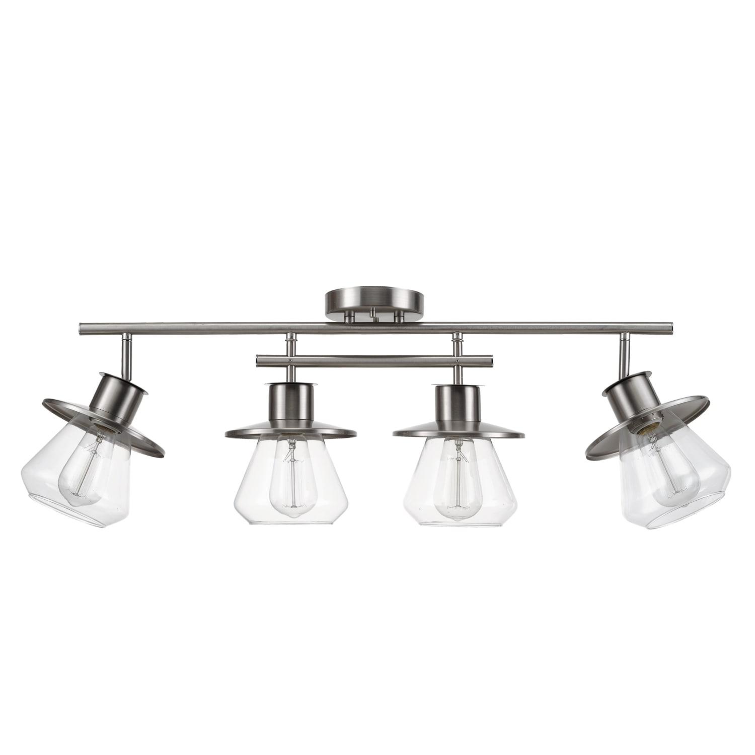 Globe Electric Nate 4-Light Brushed Nickel Track Lighting Kit with Clear Glass Shades, 57504