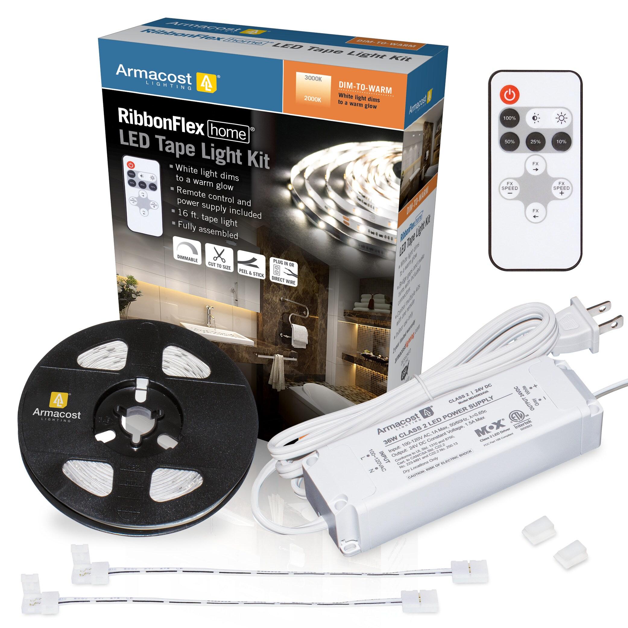 RibbonFlex Home 24V Dim-to-Warm White LED Strip Light Kit