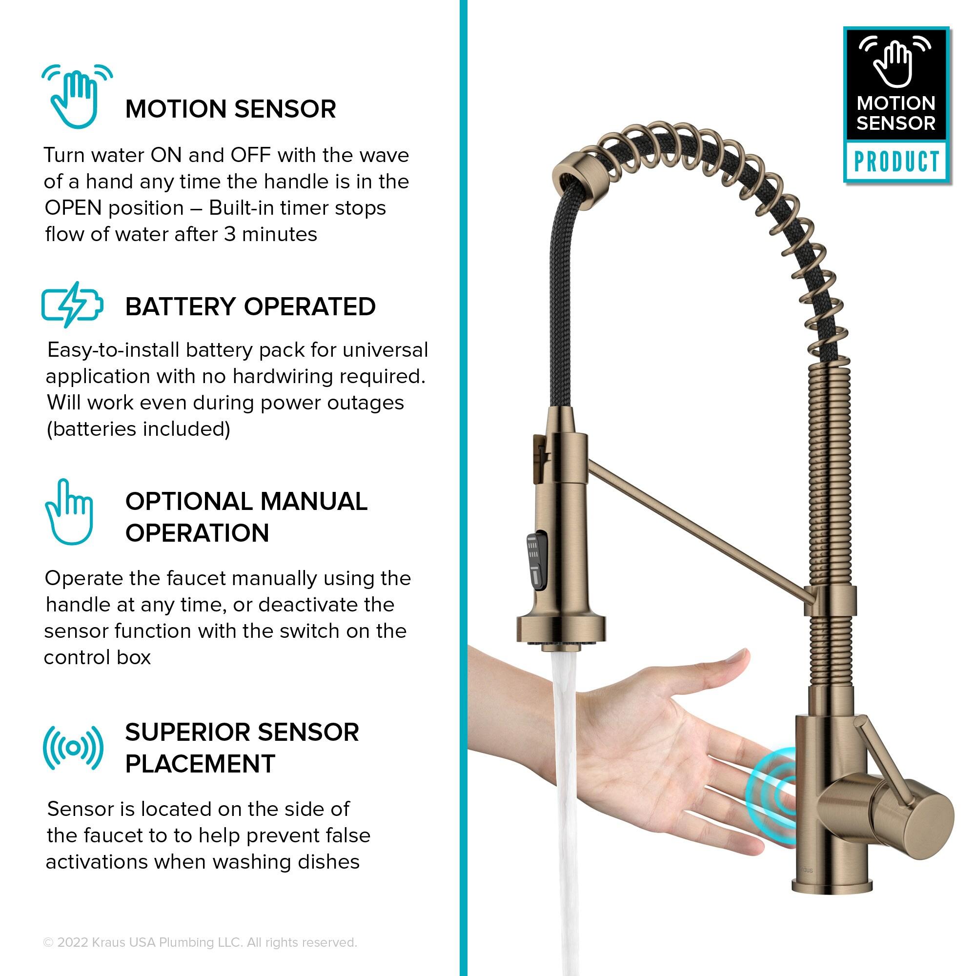 Kraus Bolden Touchless Sensor Commercial Style 2-Function Single Handle Pull-Down Kitchen Faucet