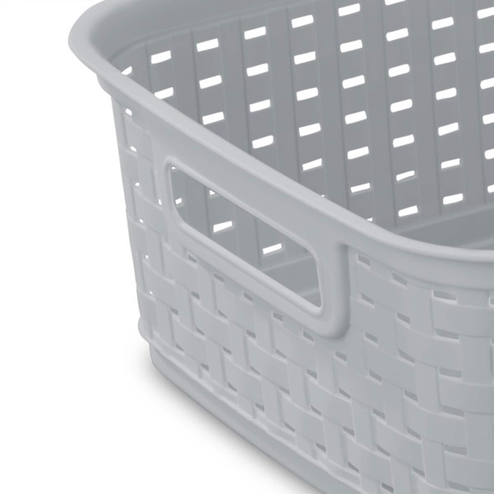 Sterilite Sterilite Short Weave Basket, Decorative Storage Bin, Organize the Closet, Bathroom or Classroom (Set of 6)