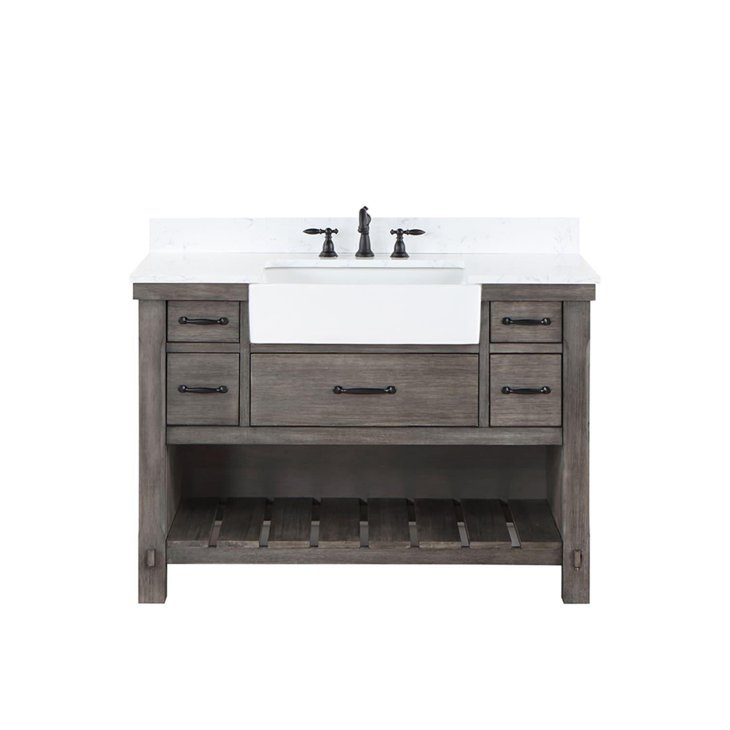 Villareal 48" Single Bath Vanity in Classical Gray with White Farmhouse Basin