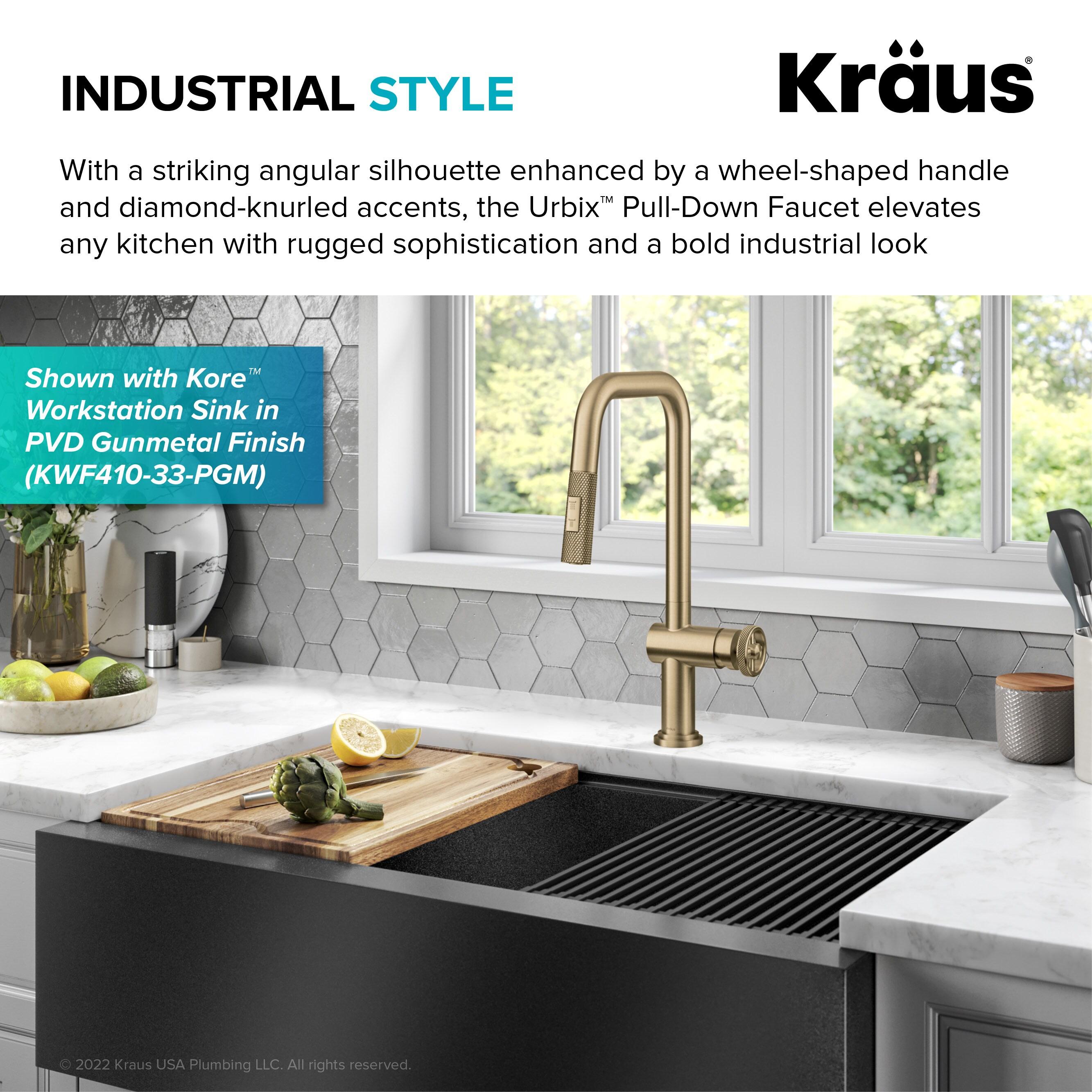 Urbix Industrial Pull-Down Single Handle Kitchen Faucet