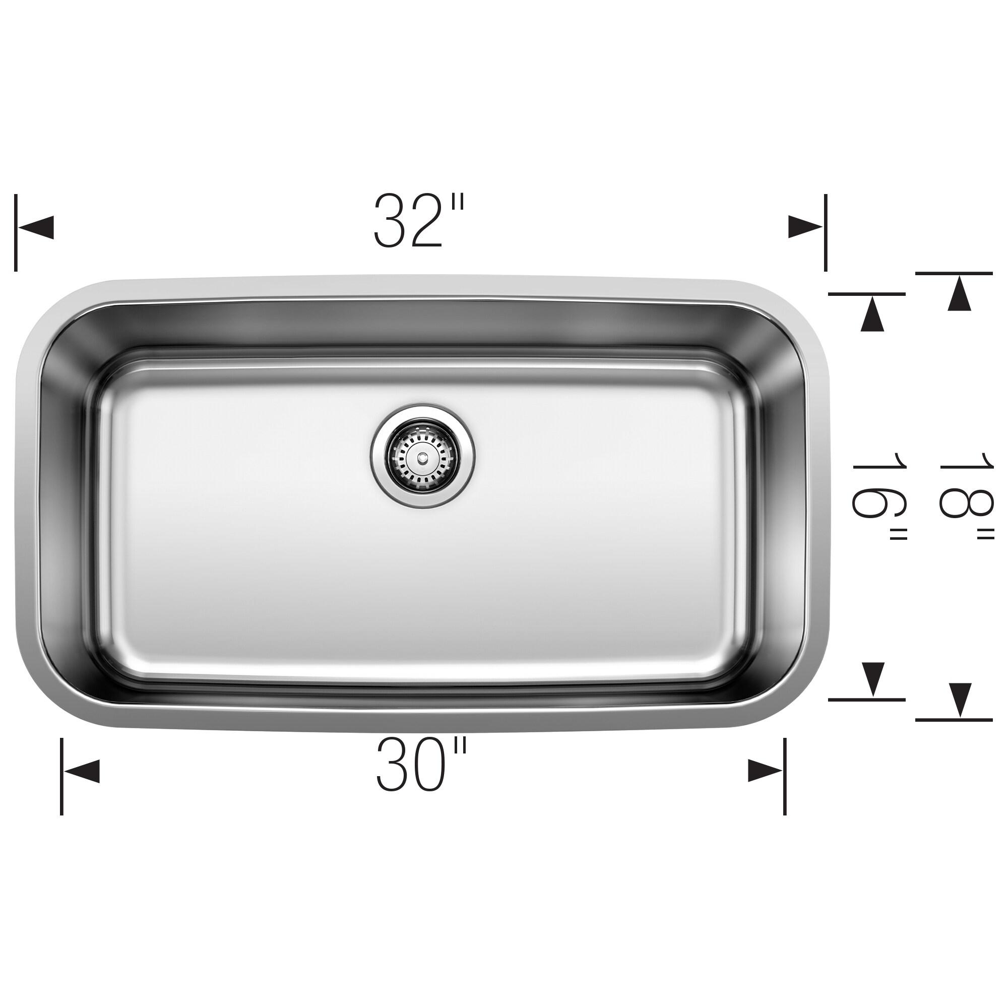 STELLAR 32" L x 18'' W Single Bowl Stainless Steel Undermount Kitchen Sink