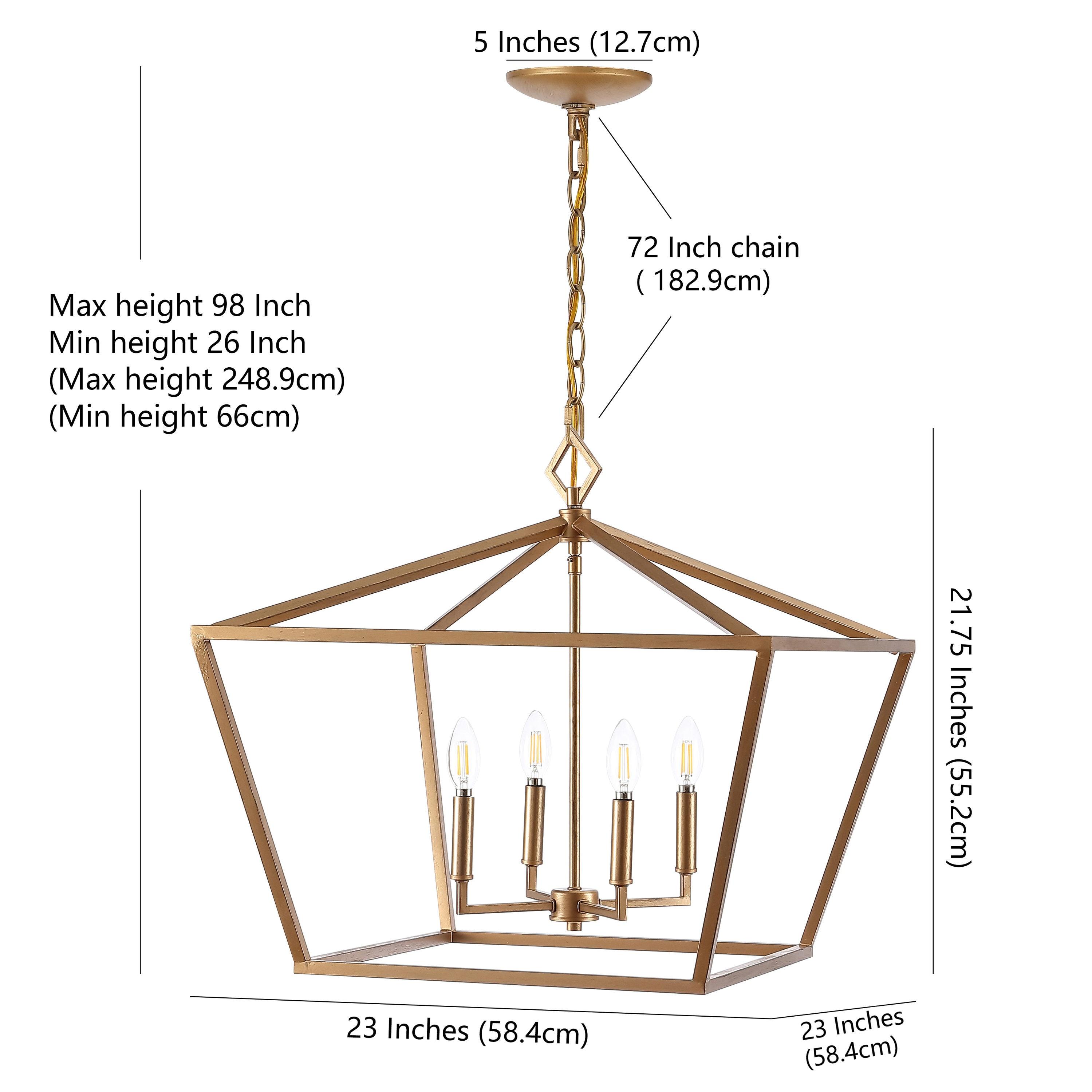 Gatsby 23" 4-Light Adjustable Iron Rustic Glam LED Pendant, Gold