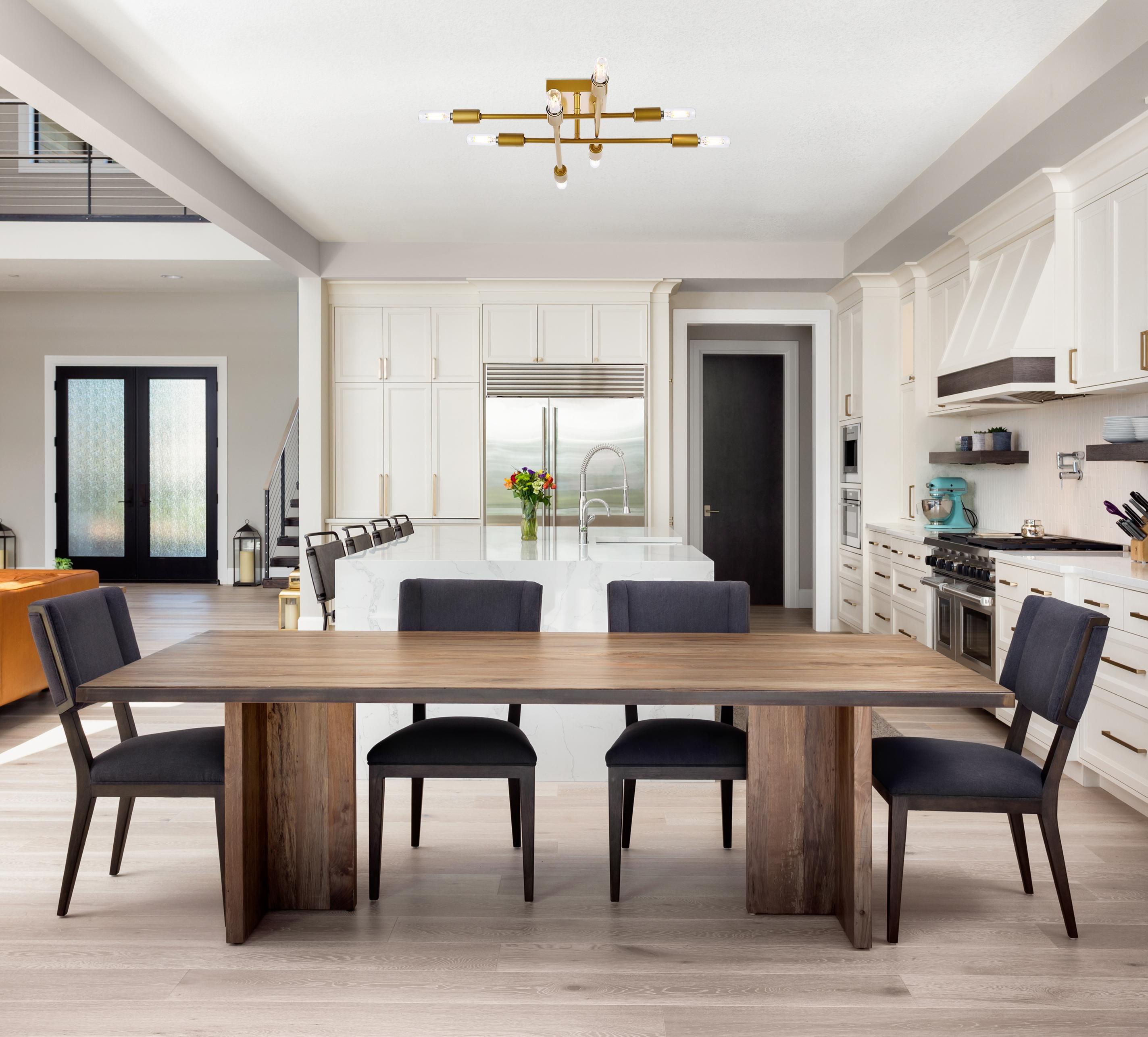 Elegant Lighting Script 8 lights brass flush mount