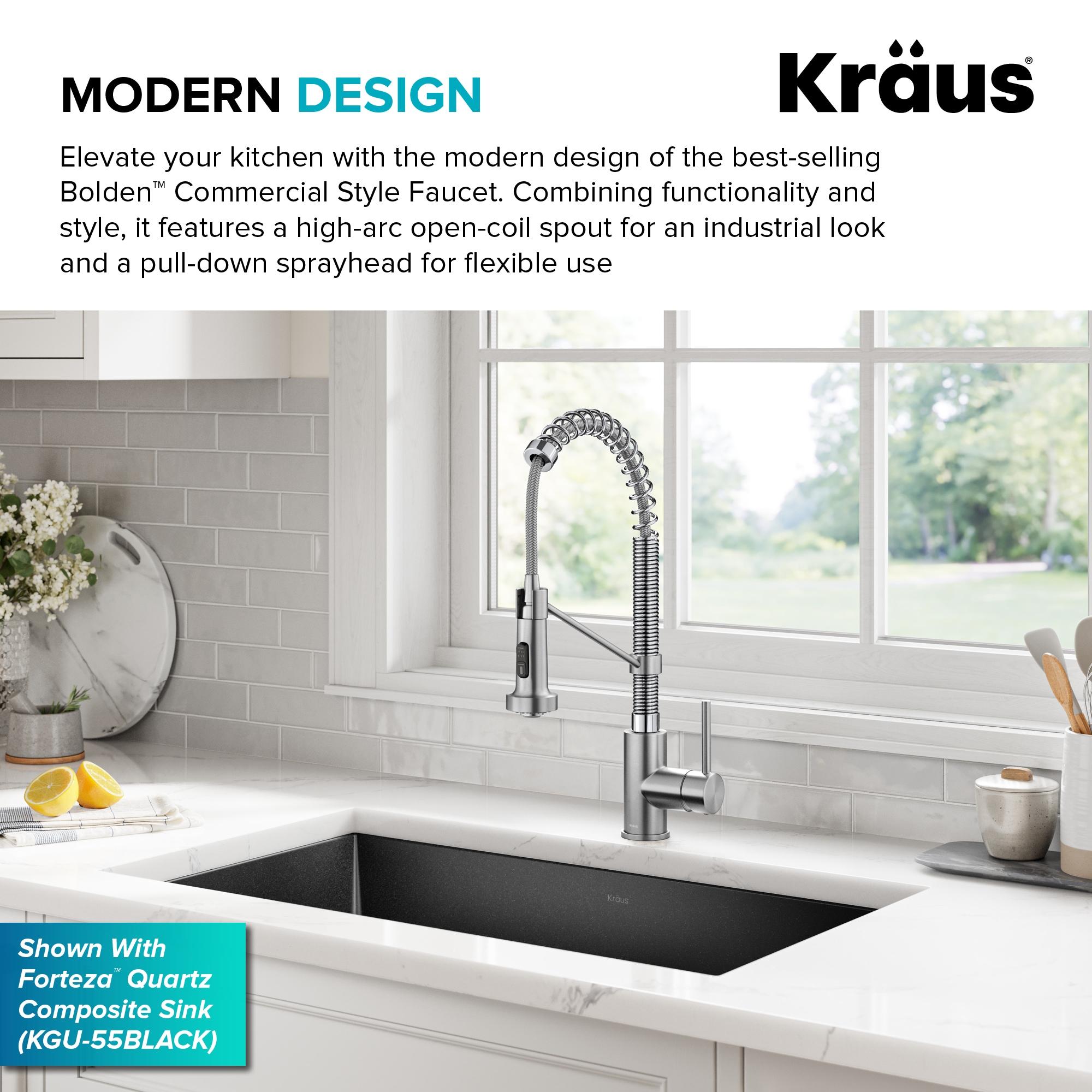 KRAUS Bolden Commercial Style 2-Function Single Handle Pull Down Kitchen Faucet