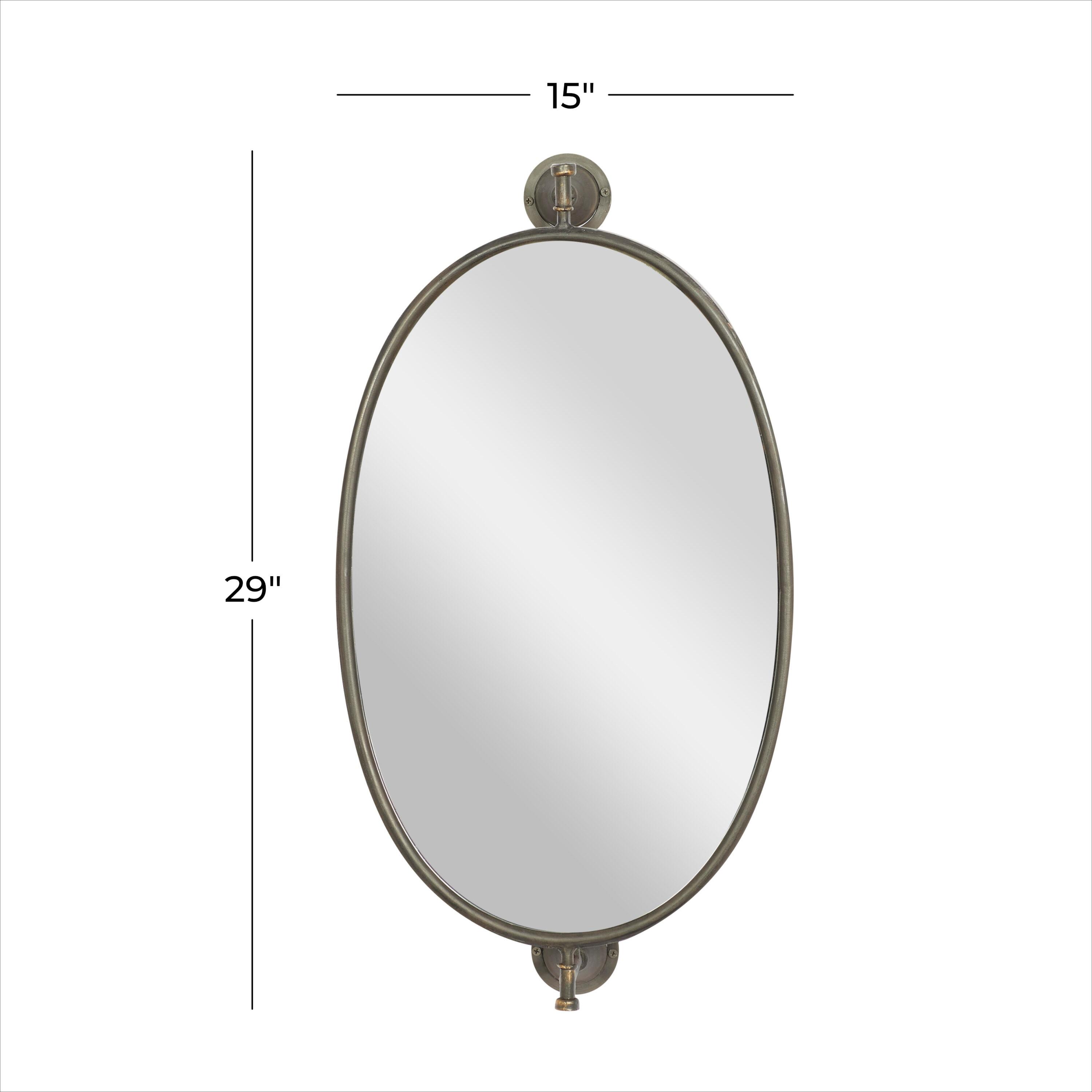 DecMode 15" x 29" Black Handmade Oval Shaped Wall Mirror