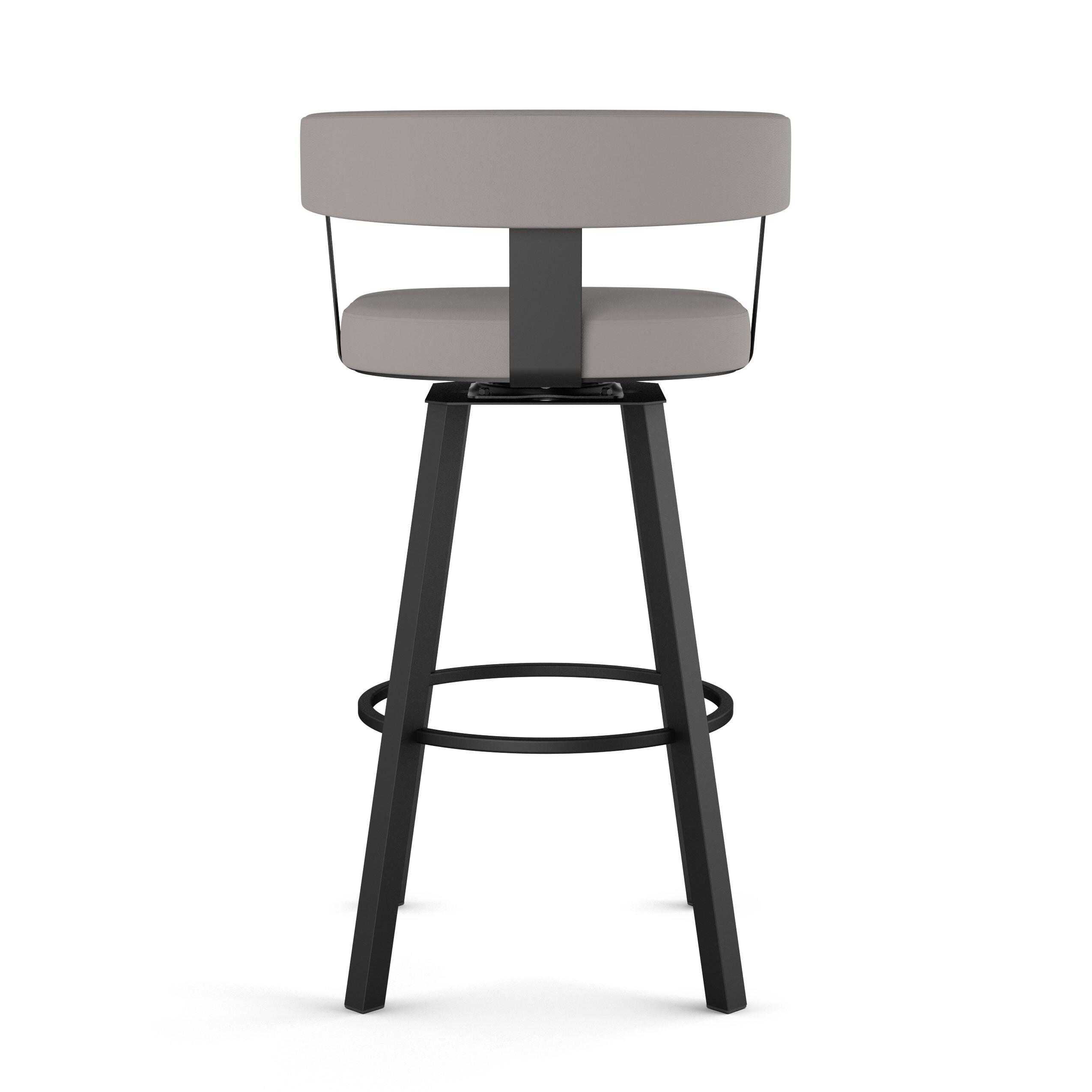 Amisco Parker 26 In. Swivel Counter Stool - Taupe Grey Faux Leather / Black Metal
