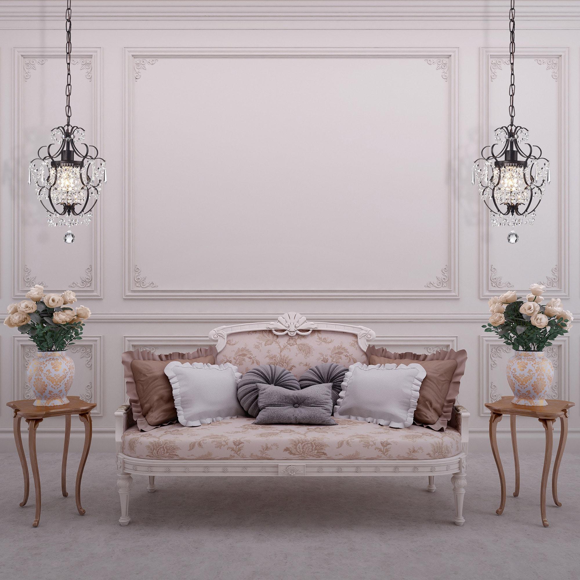 Antique Bronze Mini Crystal Glam Chandelier Pendant