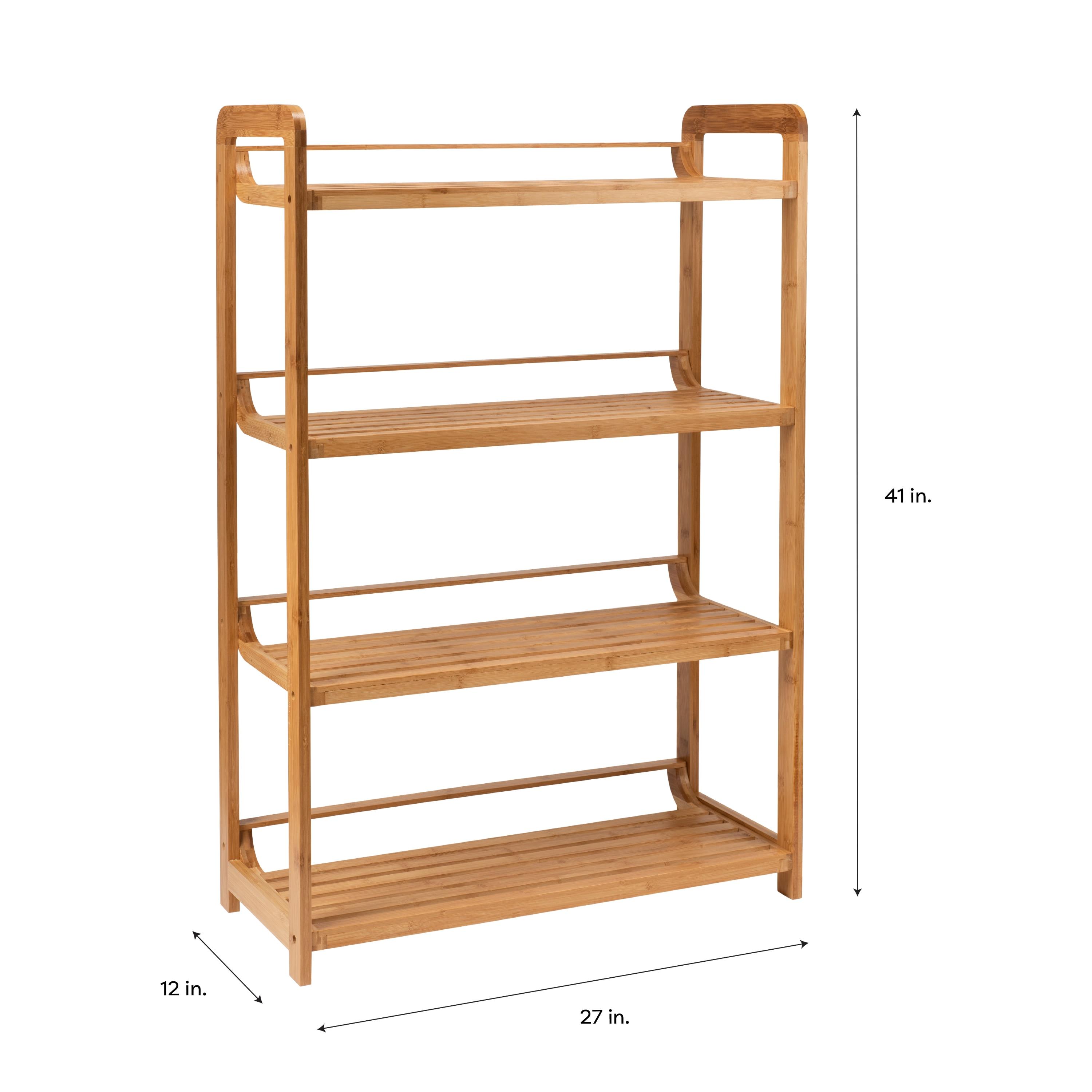 Organize It All Deluxe 4 Tier Bamboo Storage Shelf Unit