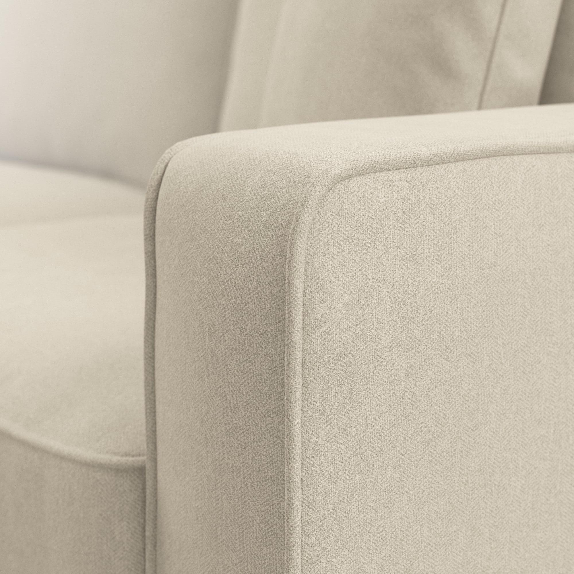 Stockton 61W Small Living Room Loveseat in Cream Herringbone Fabric