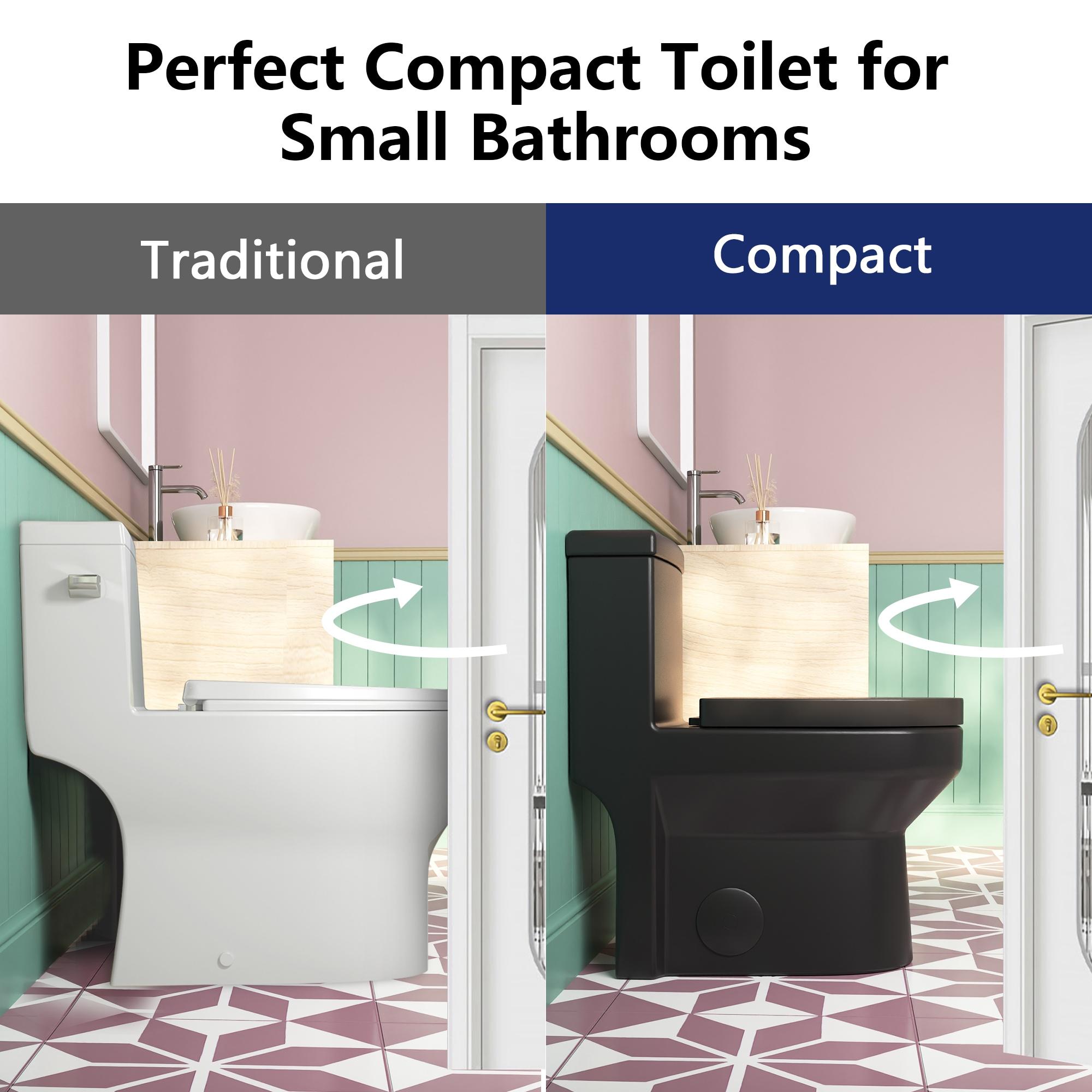 DeerValley Liberty Compact Toilets One-Piece Toilet With High-Efficiency Flush Round Toilet for Space-Saving Floor Mounted (Seat Included)