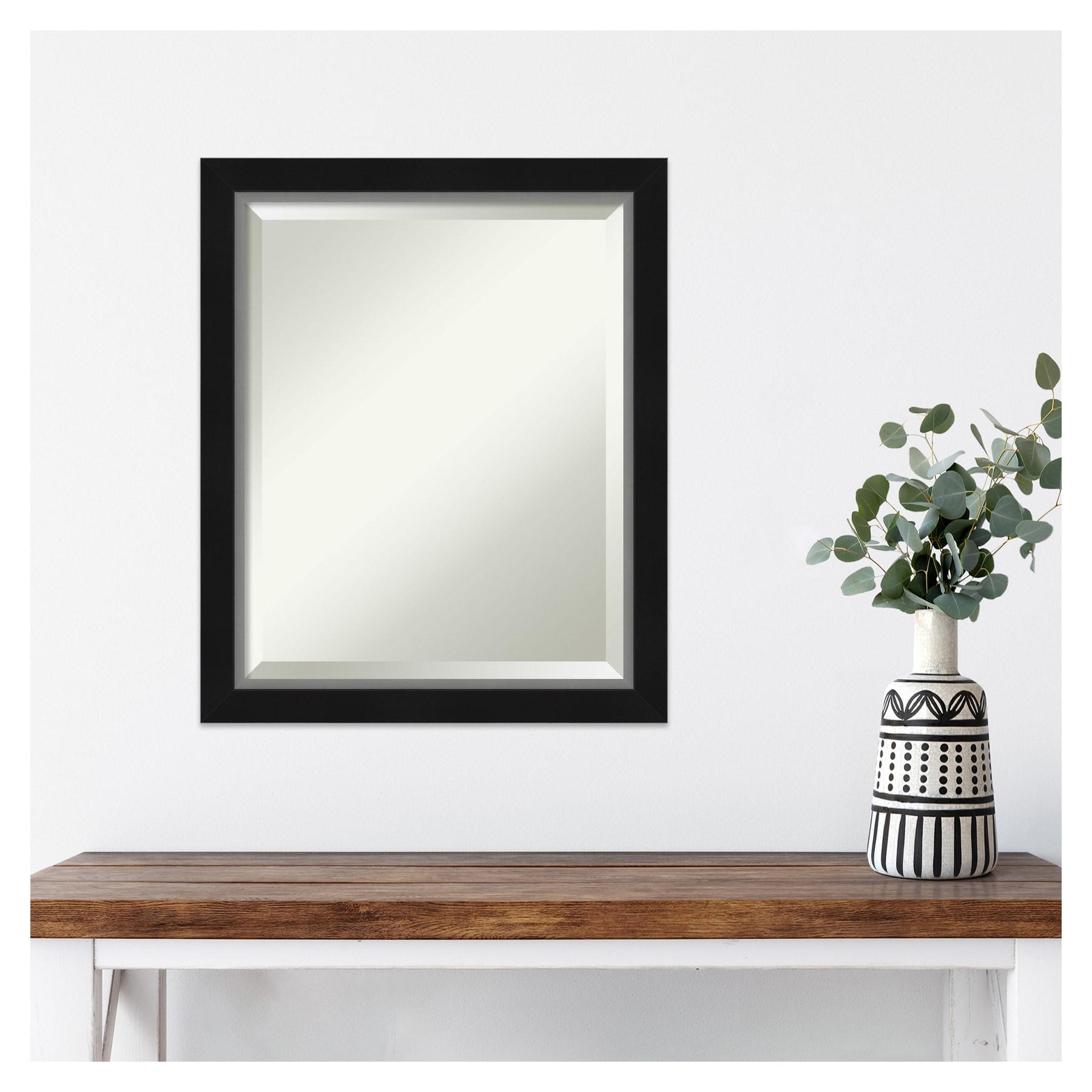 Amanti Art Eva Black Silver Narrow Framed Wall Mirror - 19.12 x 23.12 in