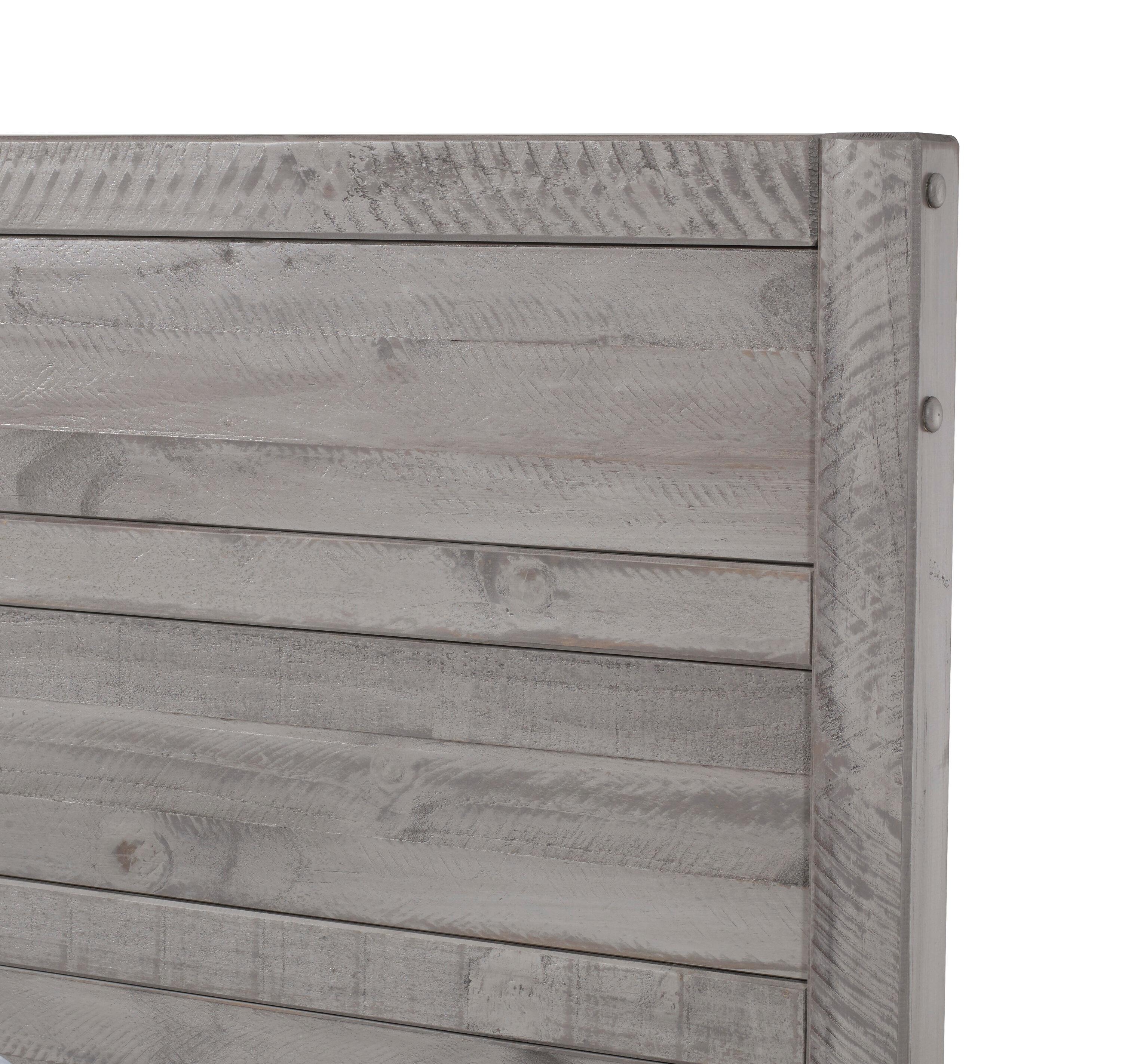 Camaflexi Carmel Solid Wood Platform Bed Frame with Headboard, King, Antique Grey
