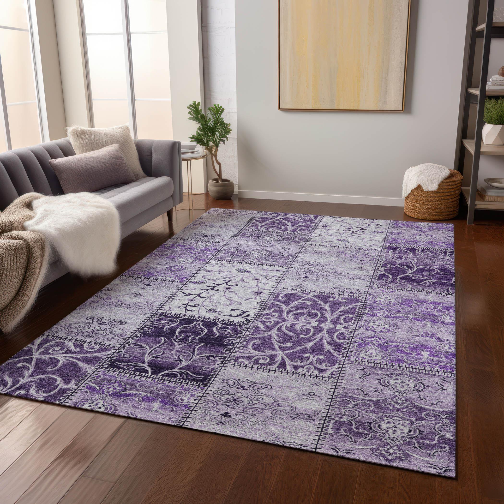 Purple Synthetic Flat Woven Reversible 8' x 10' Area Rug