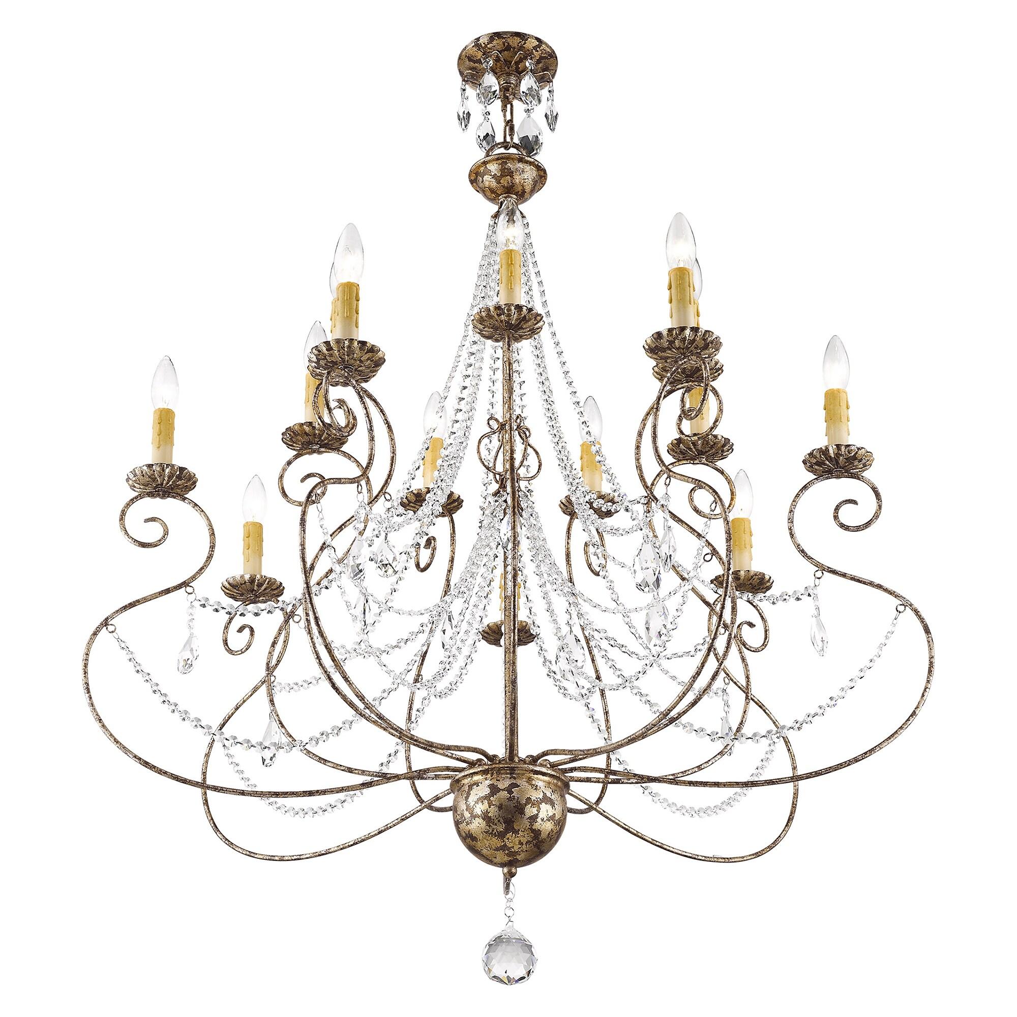 Isabella European Bronze 14-Light Crystal Chandelier