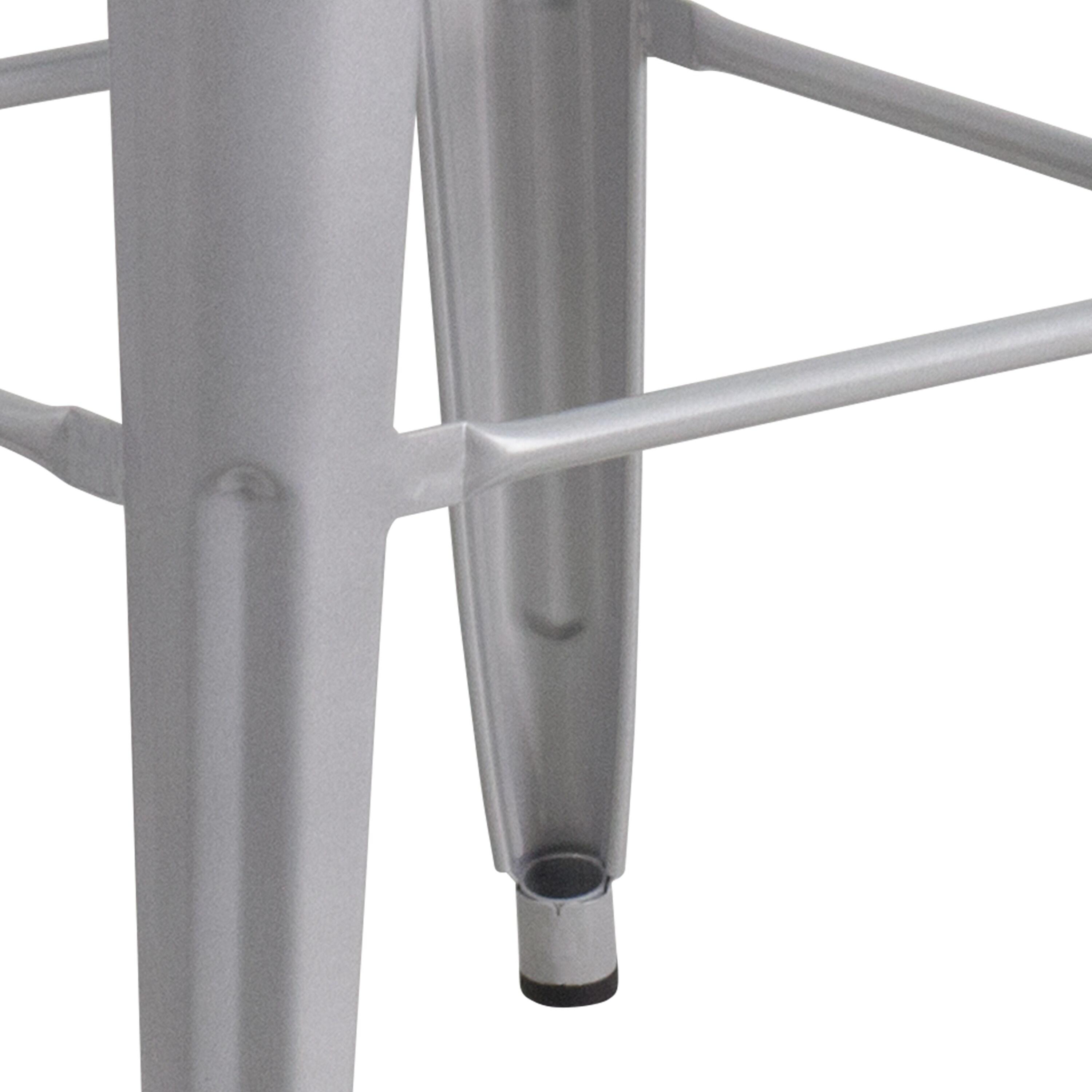 Flash Furniture Commercial Grade 30" High Backless Silver Metal Indoor-Outdoor Barstool with Square Seat