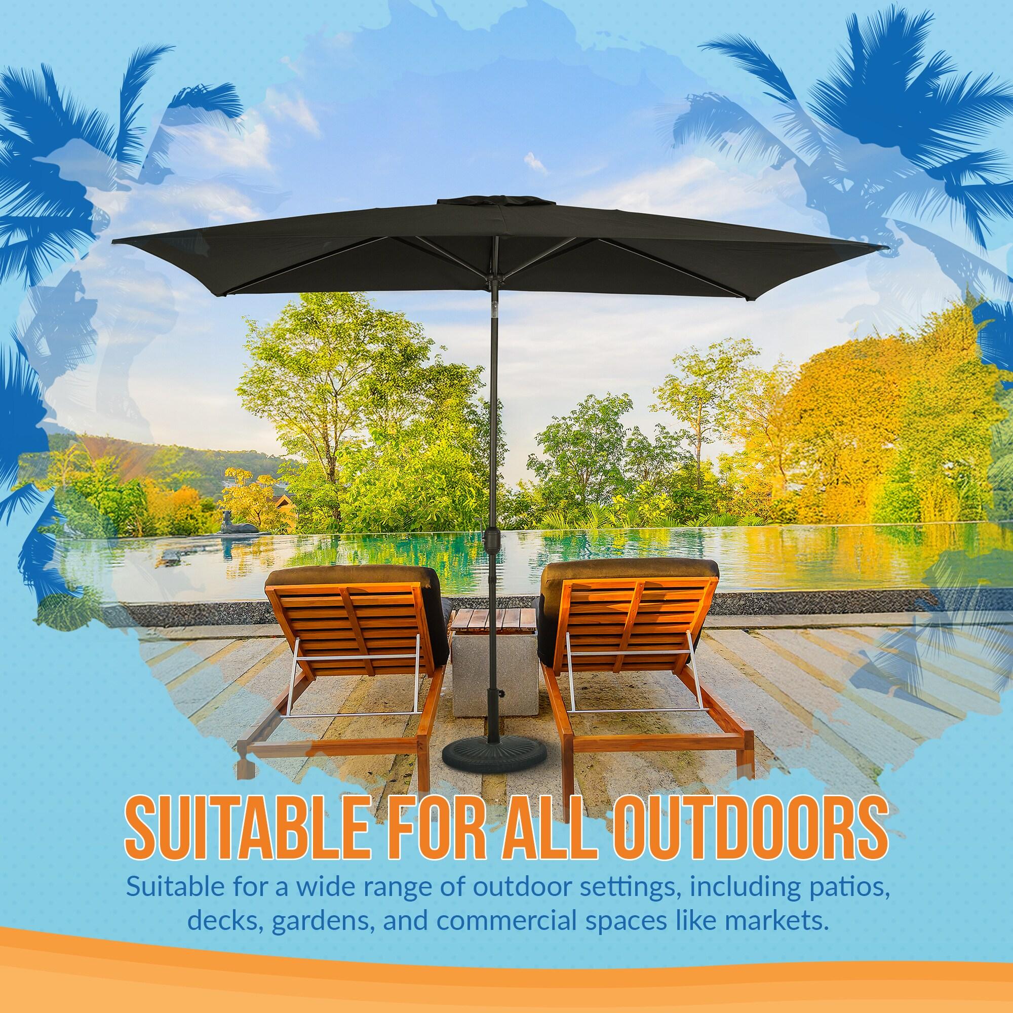 Island Umbrella 10' x 6.5' Rectangular Bimini Market Patio Umbrella Black: Weather-Resistant, Steel Frame, Crank Handle