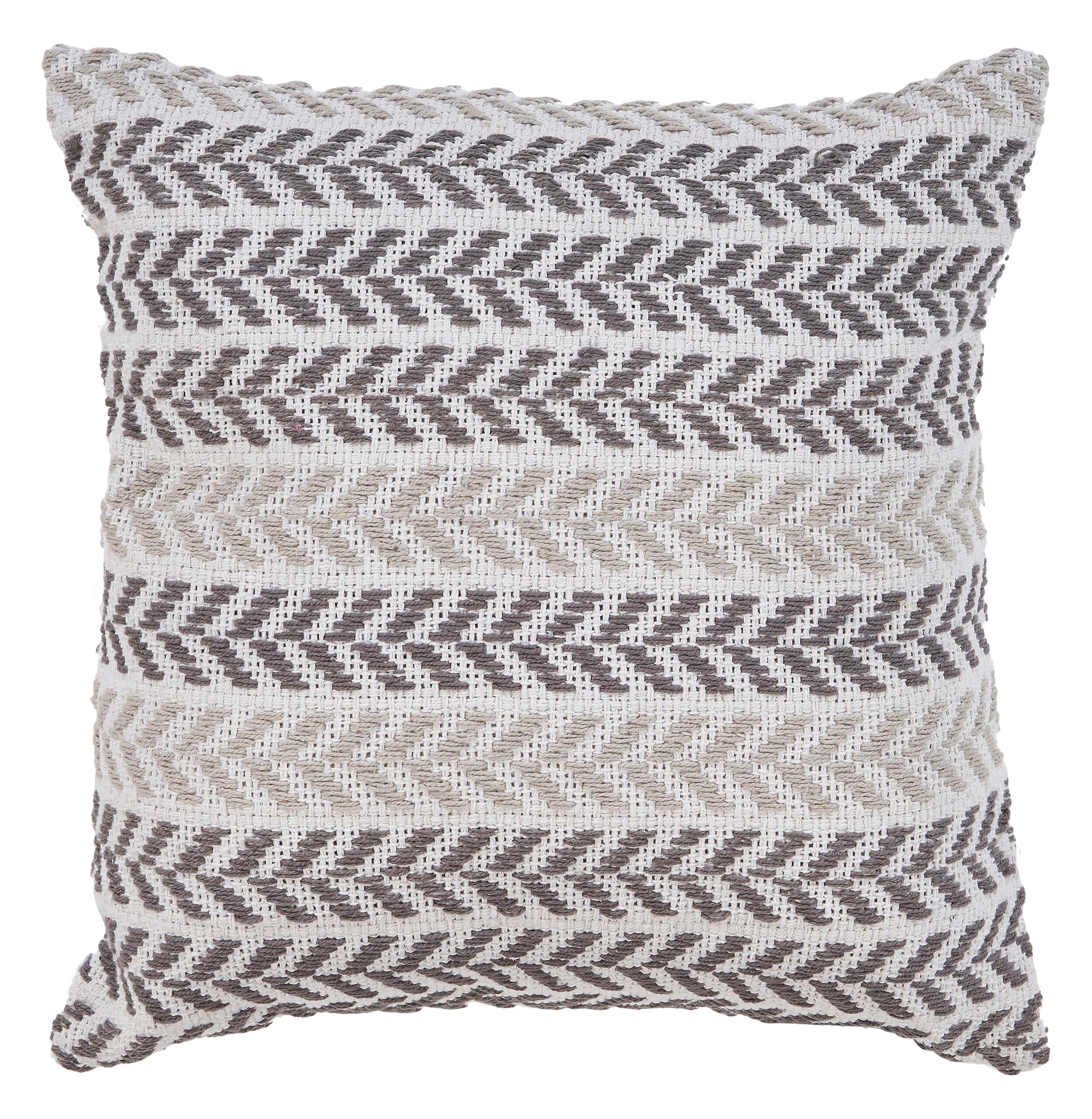 Gray Chevron Cotton Square Throw Pillow 18" x 18"