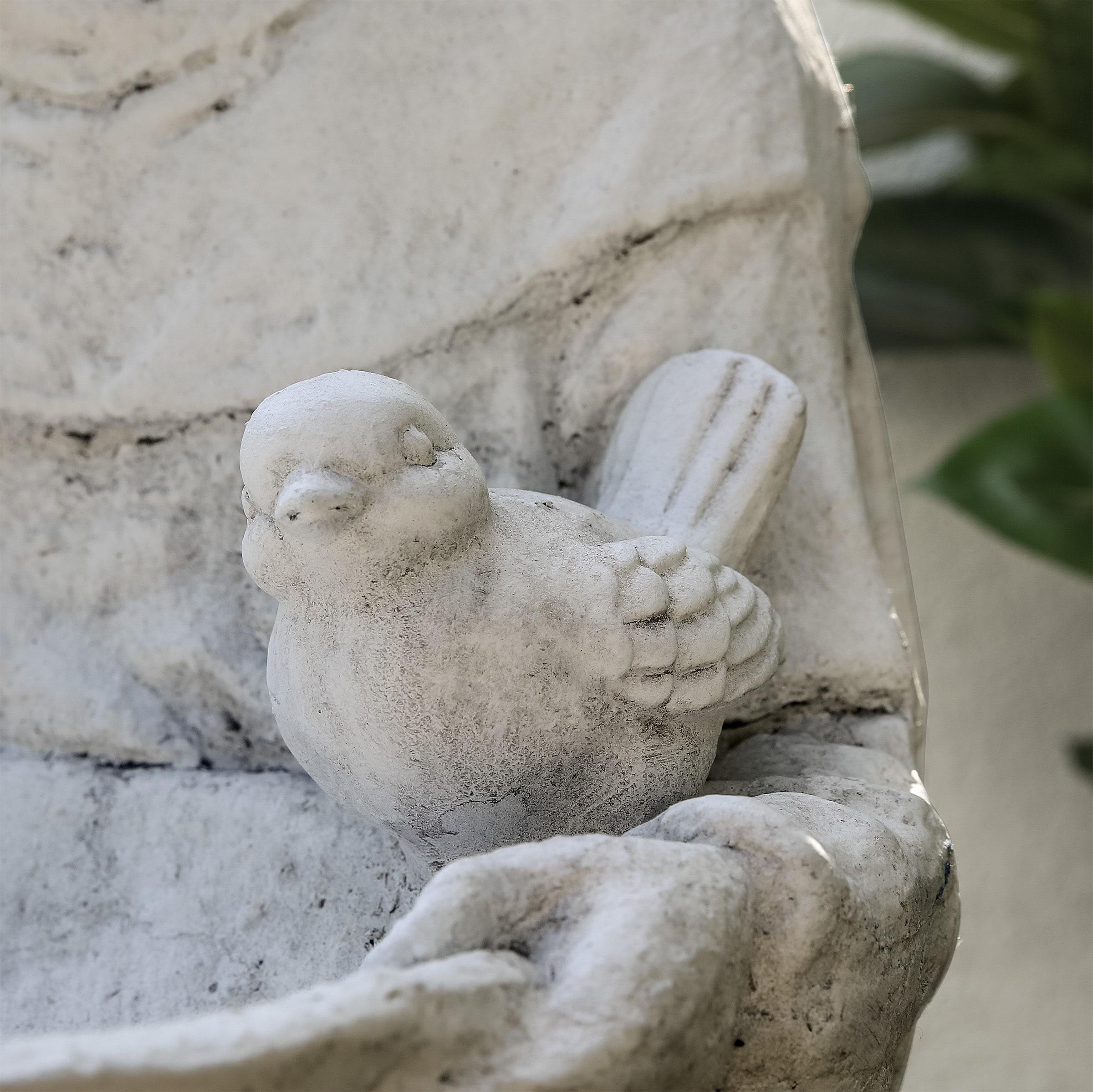 45 in. Tall Outdoor Saint Francis Birdbath Statue Yard Art Decoration, Light Gray