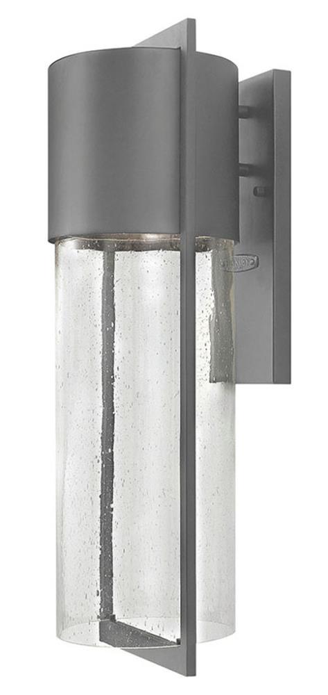 Hinkley Shelter Medium Outdoor Wall Mount Lantern - Minimalist Style, Dark Sky-Compliant, Solid Aluminum/Clear Seedy Glass - Hematite